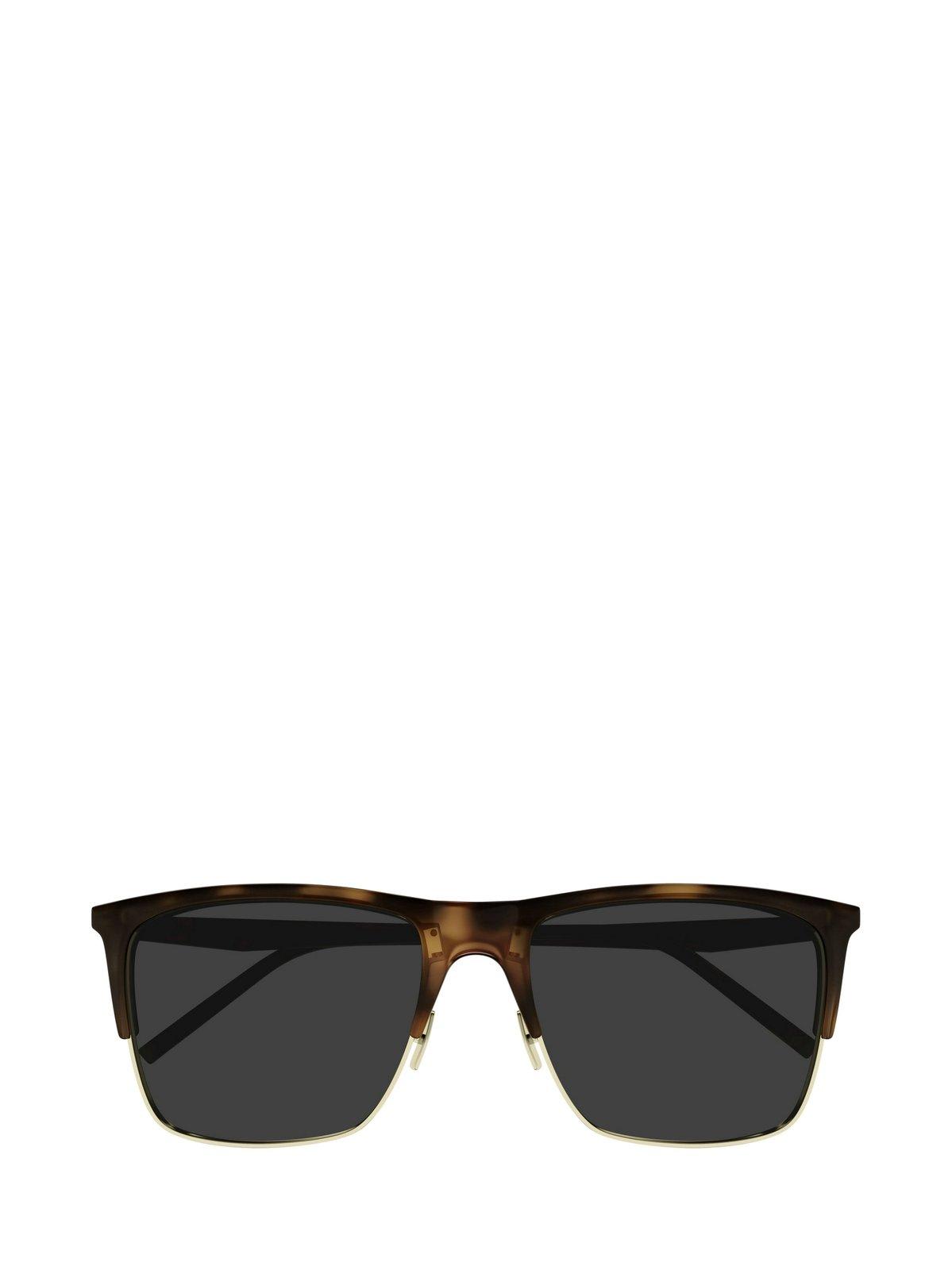 Saint Laurent Rectangle-frame Sunglasses In Brown
