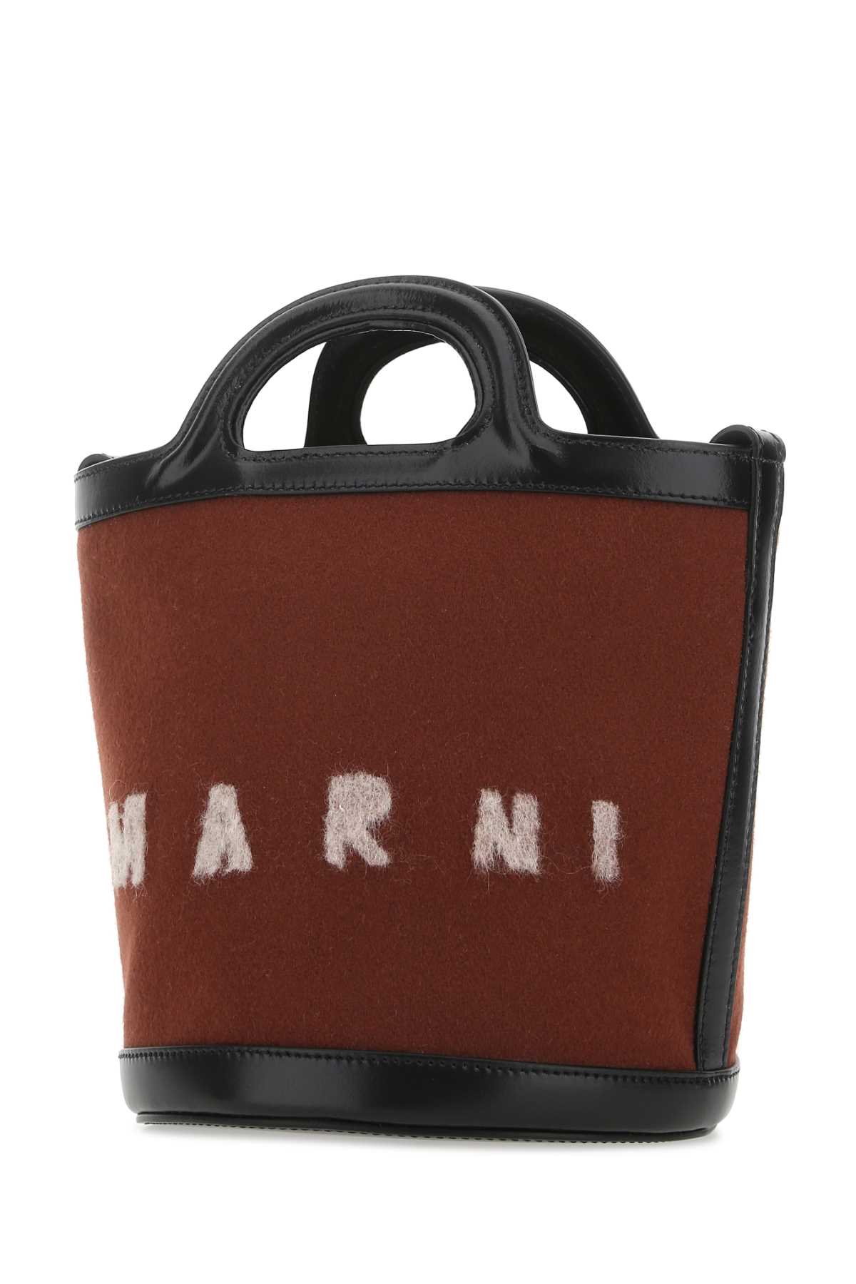 Shop Marni Two-tone Felt And Leather Tropicalia Bucket Bag In Zo254