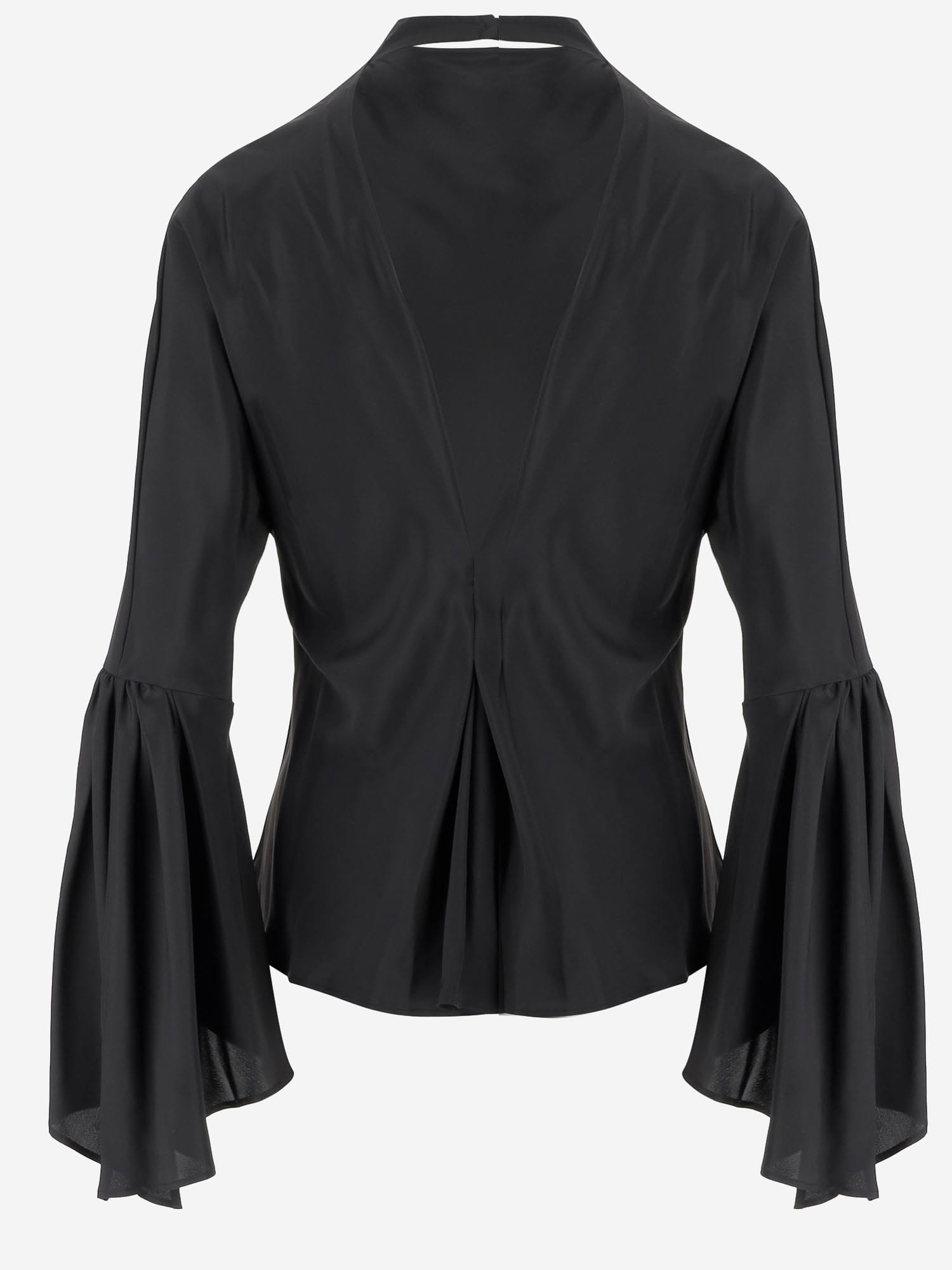 Pinko Blatz Blouse In Acetate And Silk In Black
