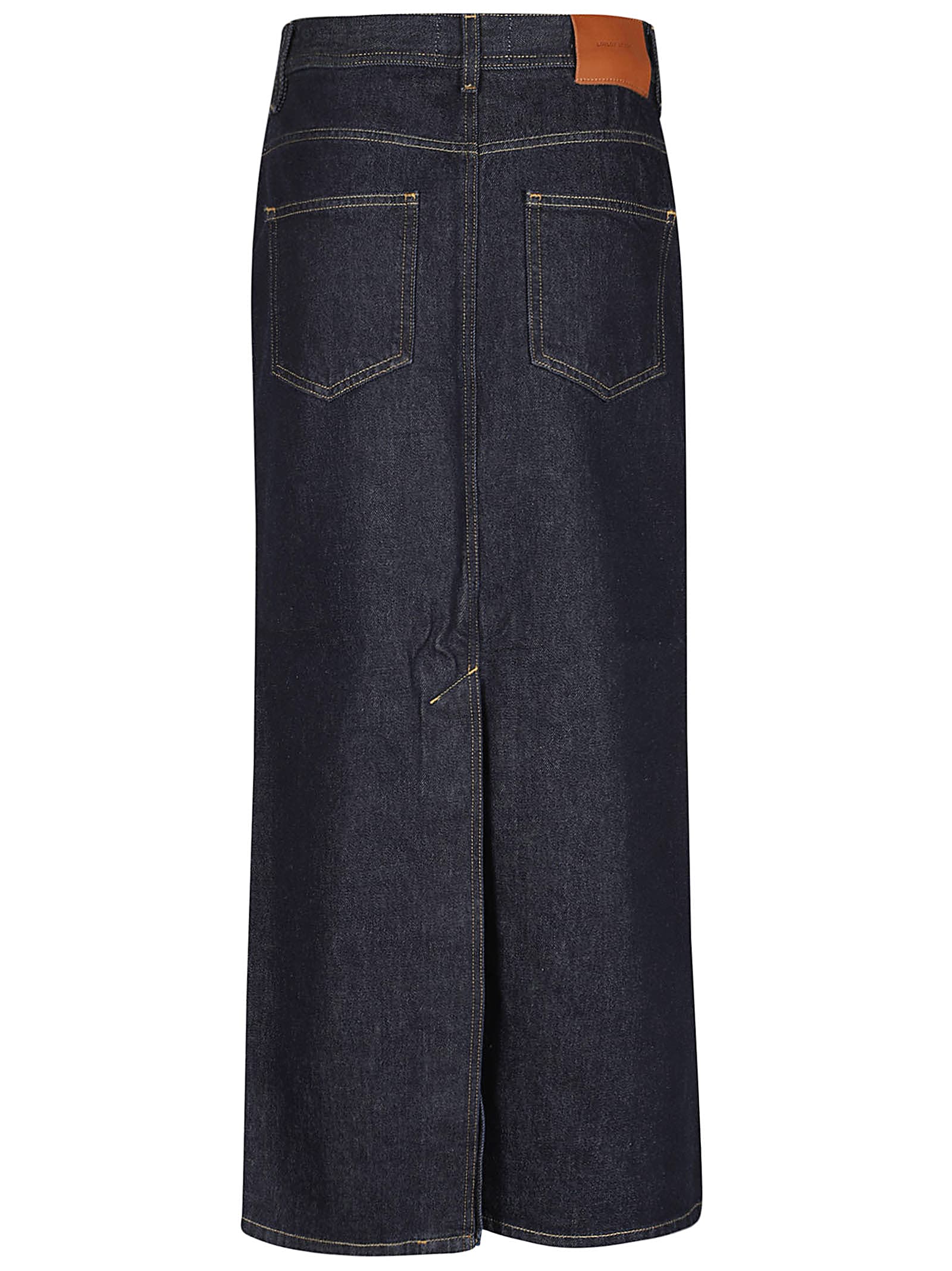 Shop Loulou Studio Rona Denim Long Skirt In Raw Wash