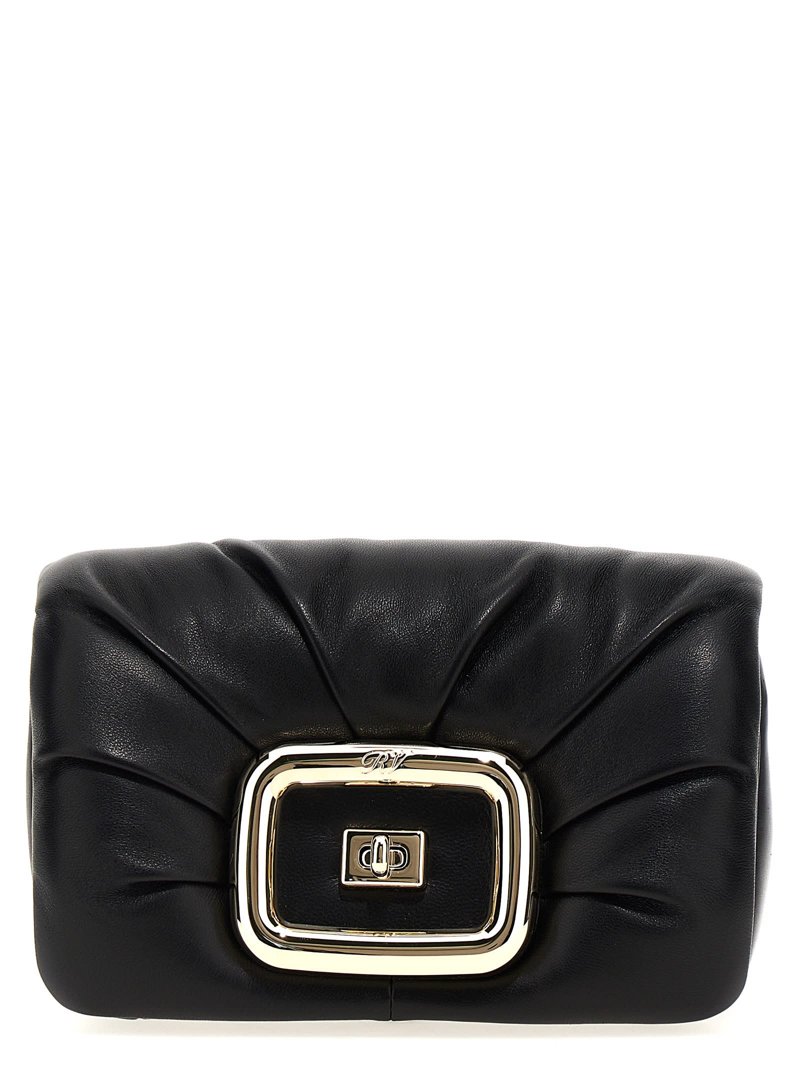 Shop Roger Vivier Mini Viv Choc Crossbody Bag In Black