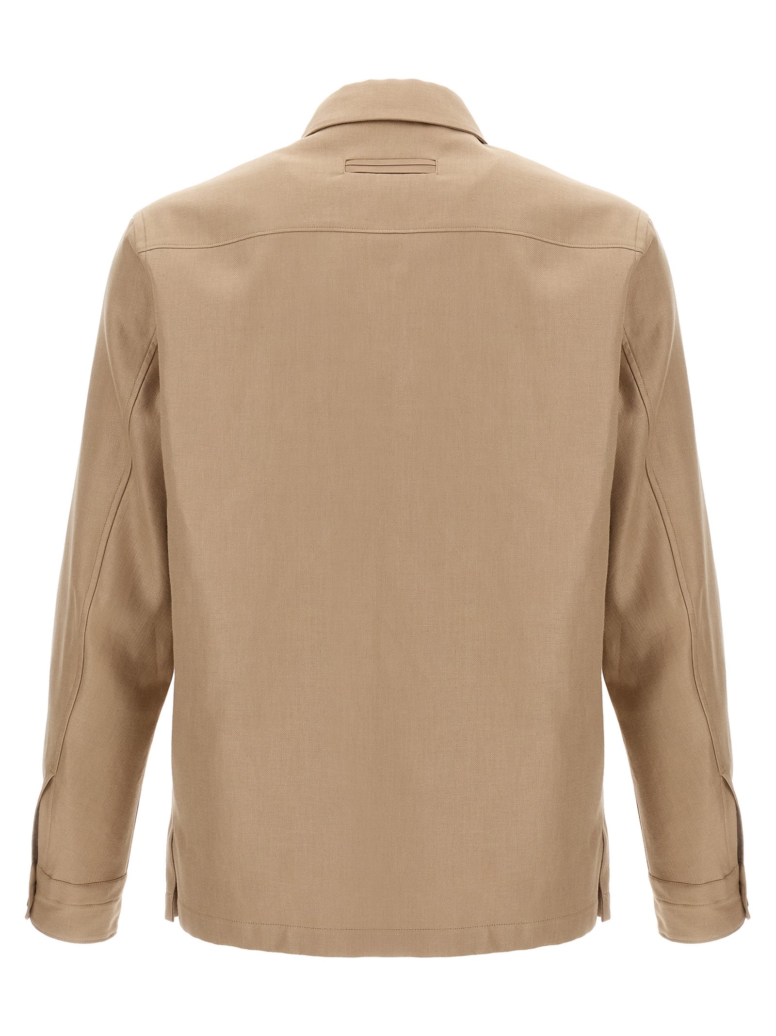 Shop Zegna Oasi Lino Overshirt In Beige