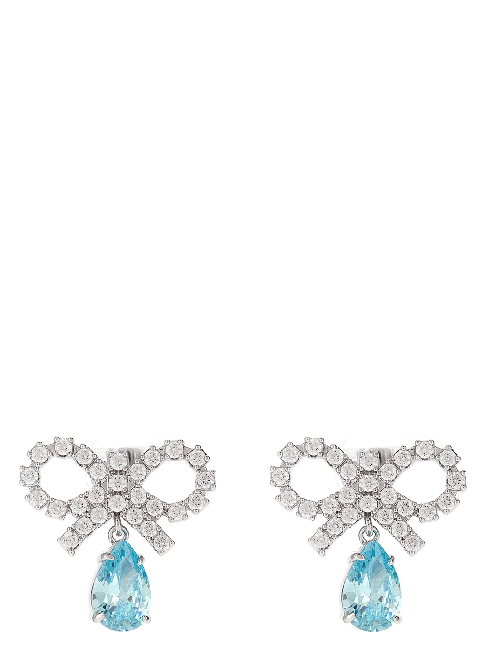 micro Bow Pink Droplet Earrings