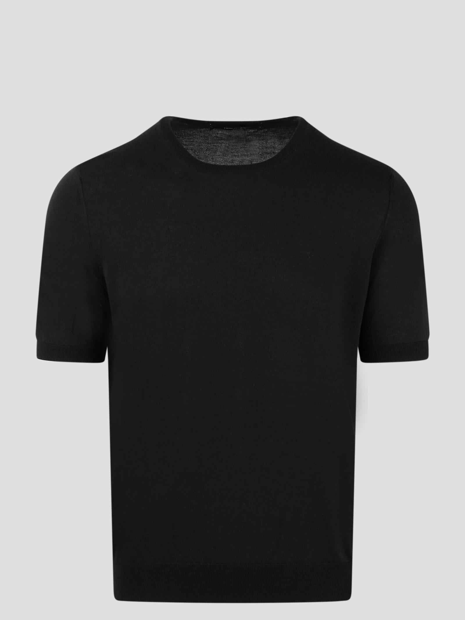 Shop Tagliatore Cotton Knit T-shirt In Black