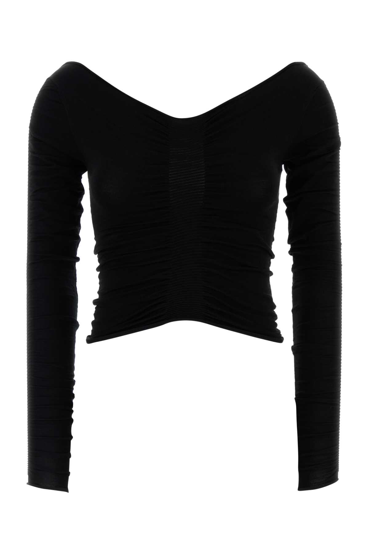 Black Stretch Cupro Blend Top