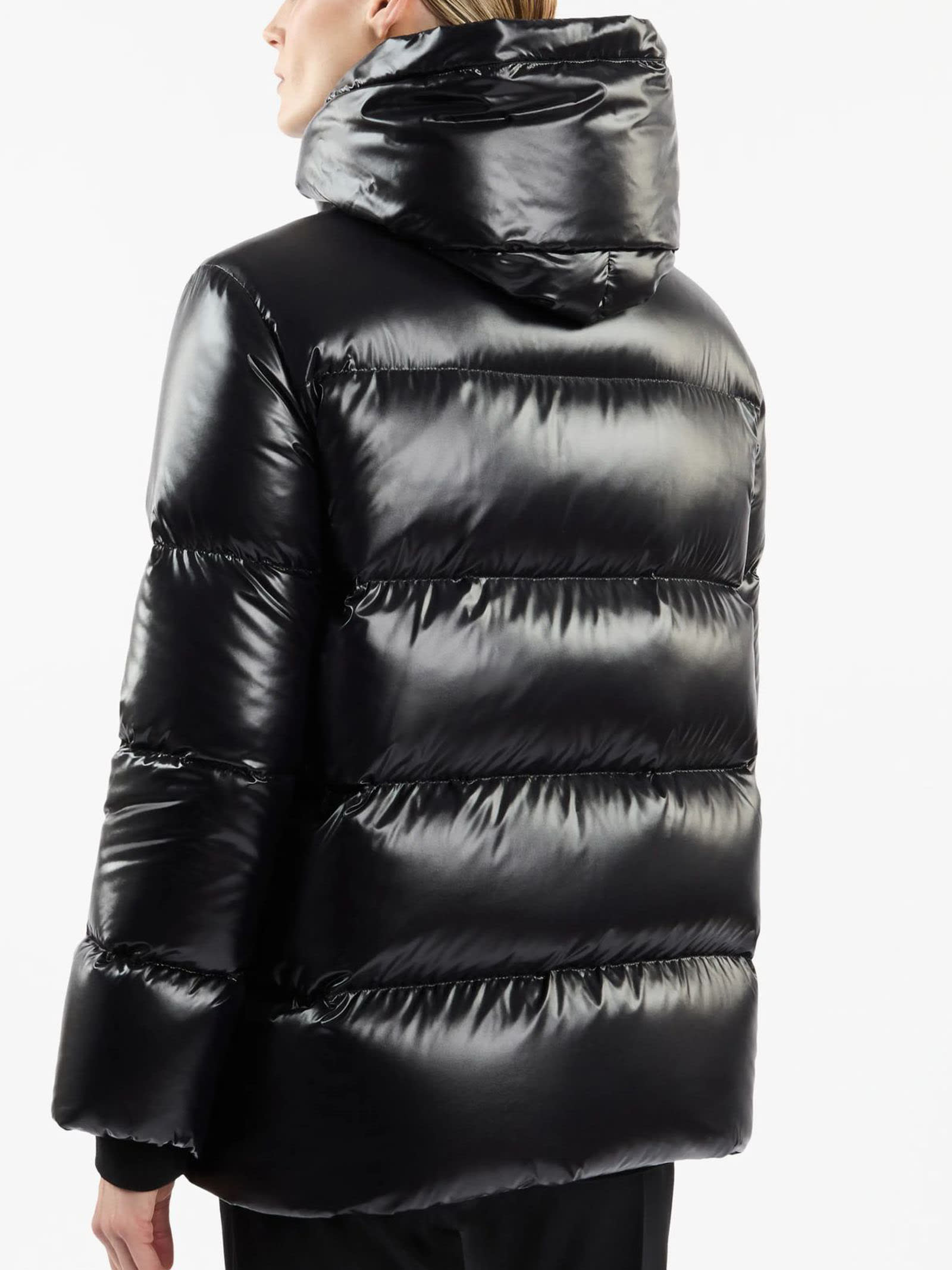 Shop Fay A-line Caban Down Jacket In Black