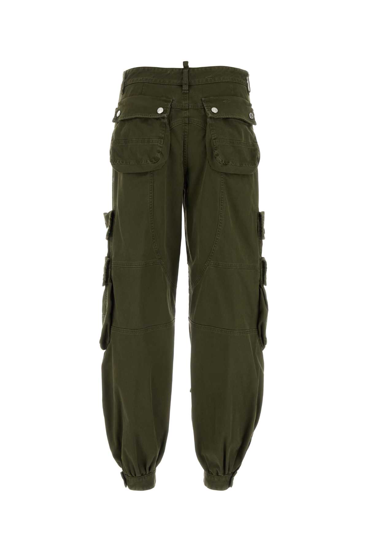 Shop Dsquared2 Army Green Stretch Cotton Cargo Pant In Militarygreen