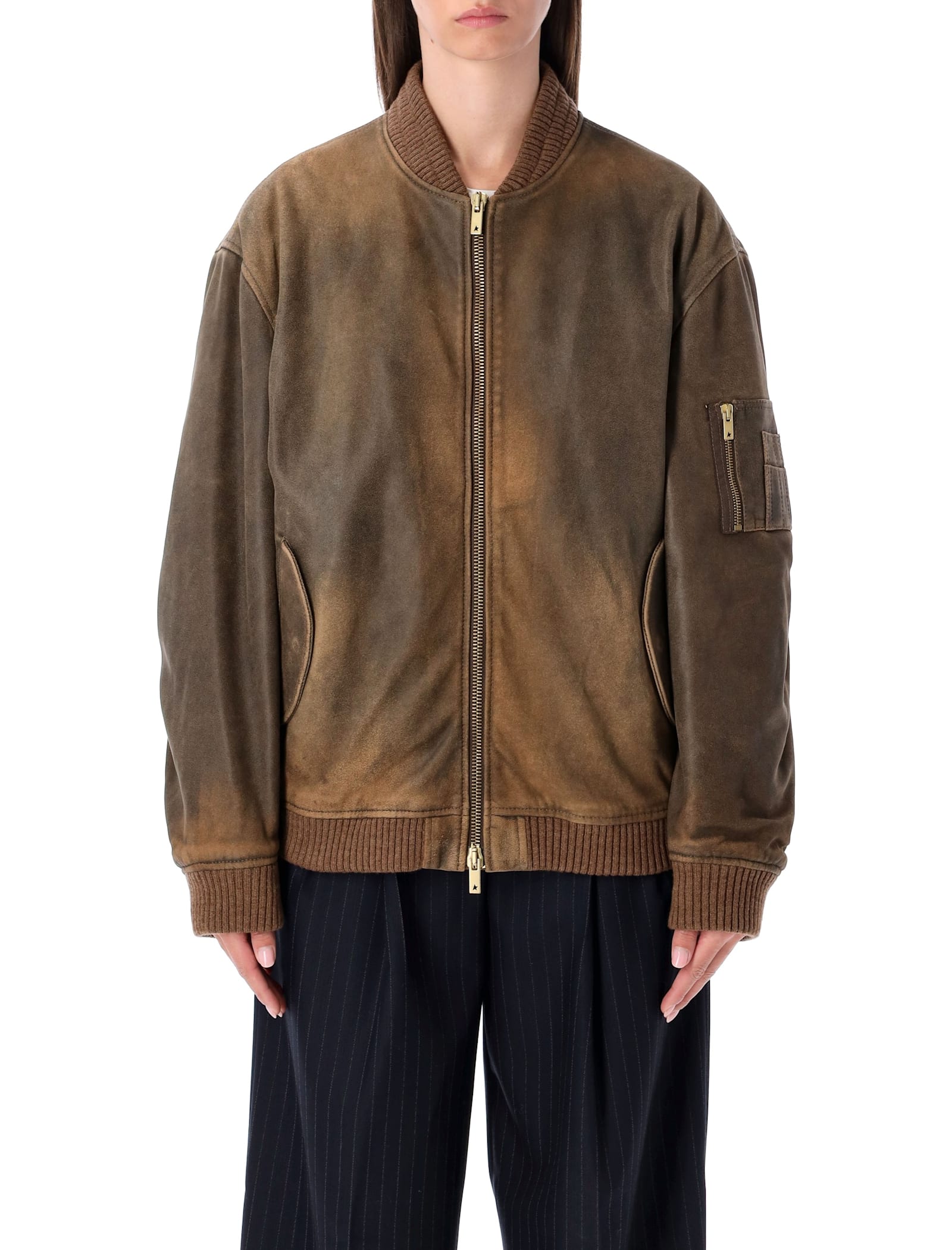 Golden Goose Unisex Brown Bomber Jacket In Brown