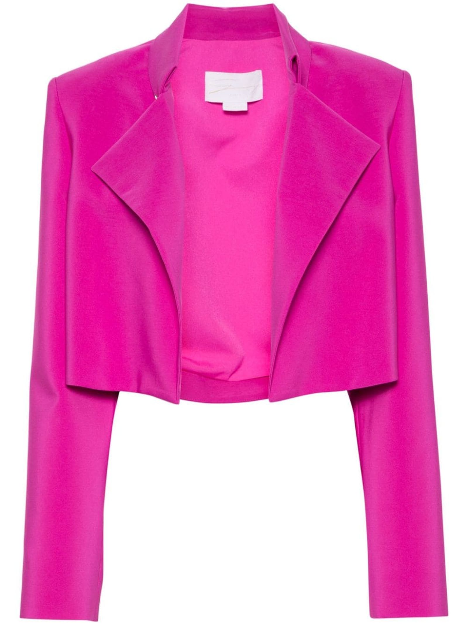 Shop Genny Cropped Jacket With Lapels In Pink