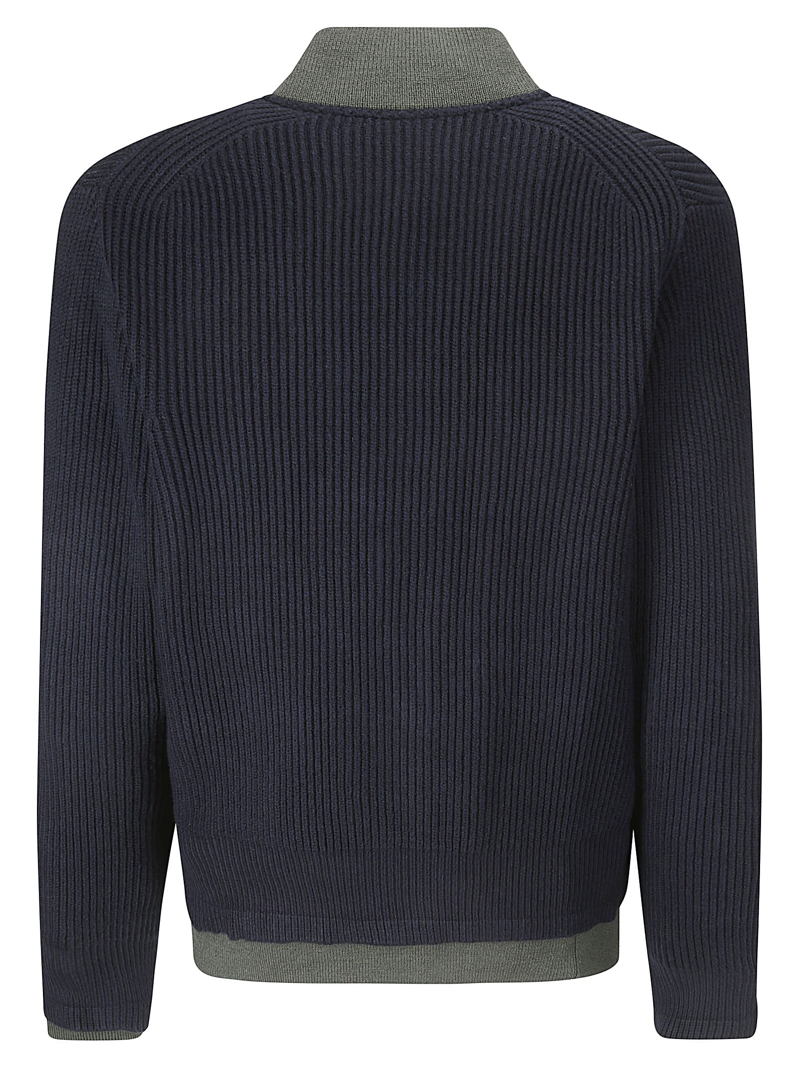 Shop Sacai Nylon Twill X Knit Cardigan In Navy×b/khaki