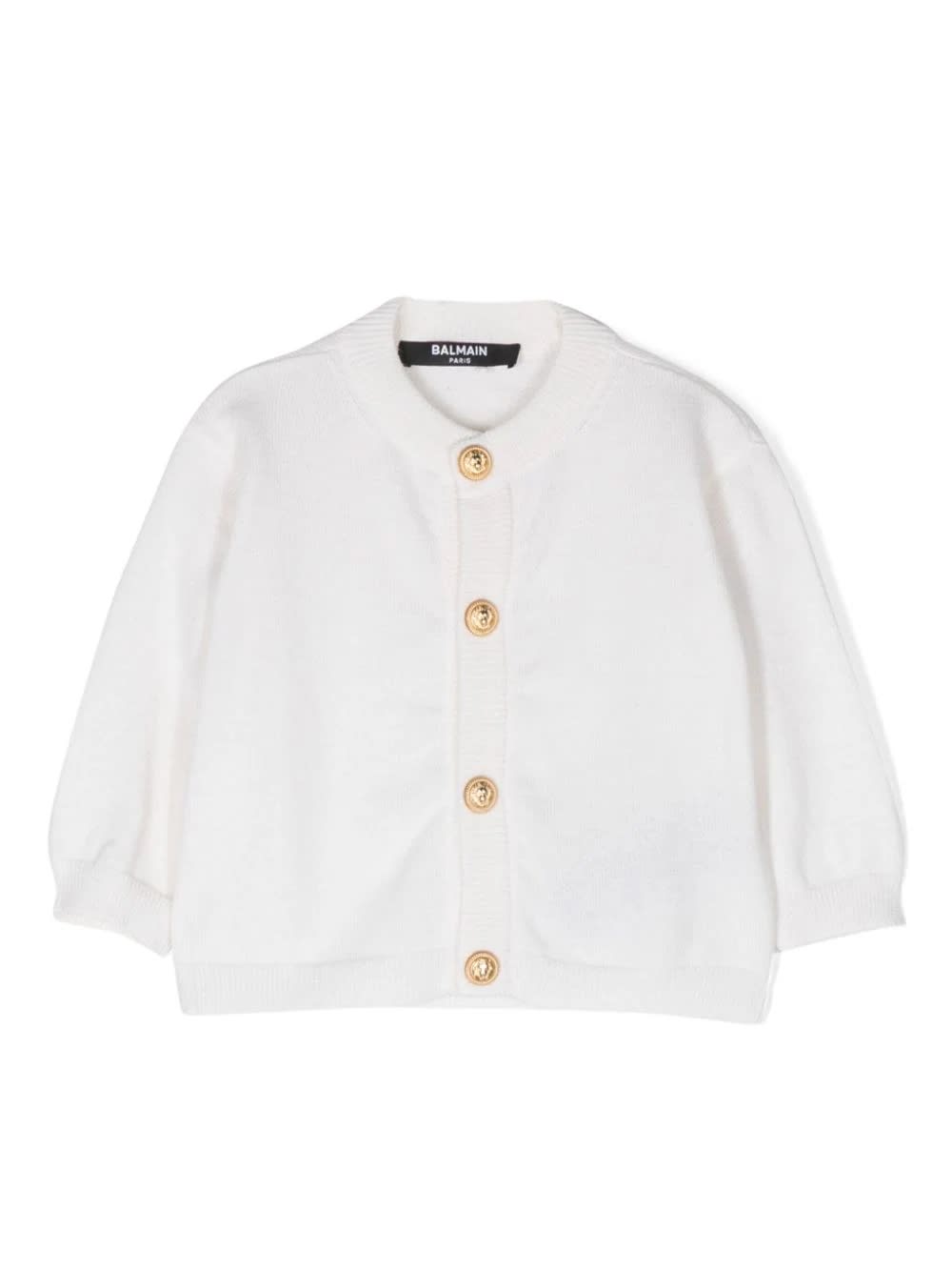 Balmain Buttoned Knitted Cardigan In Crema