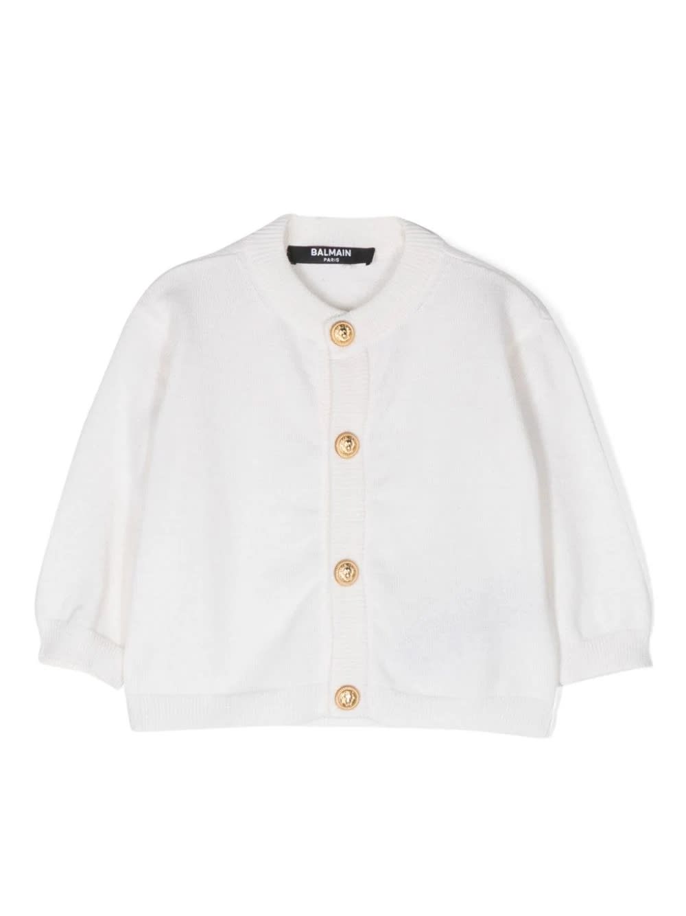 Shop Balmain Cardigan With Logo In Crema