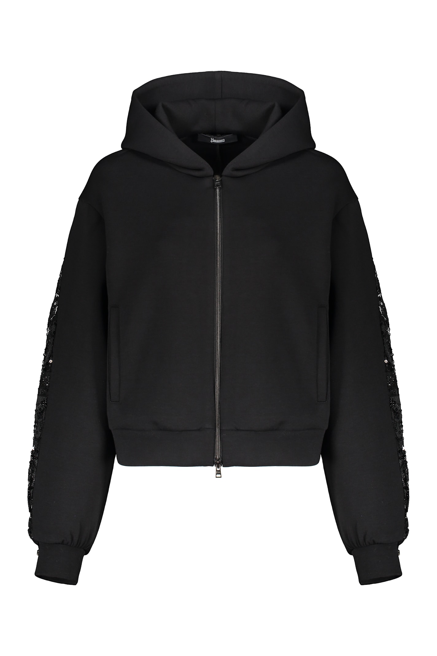 Herno Zip-up Hooded Sweatshirt In Black