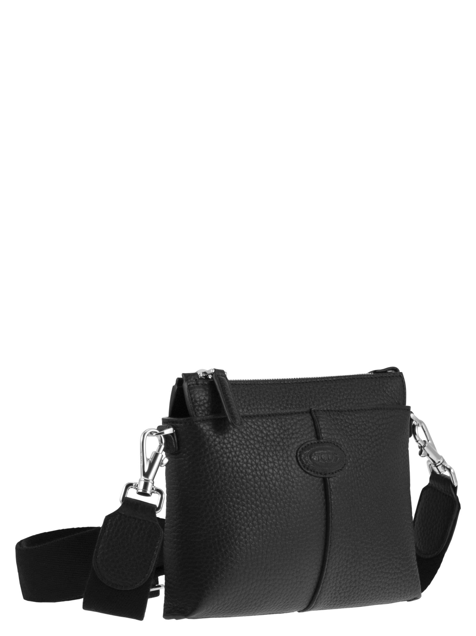 Tod's Men Mini Leather Shoulder Bag In Black
