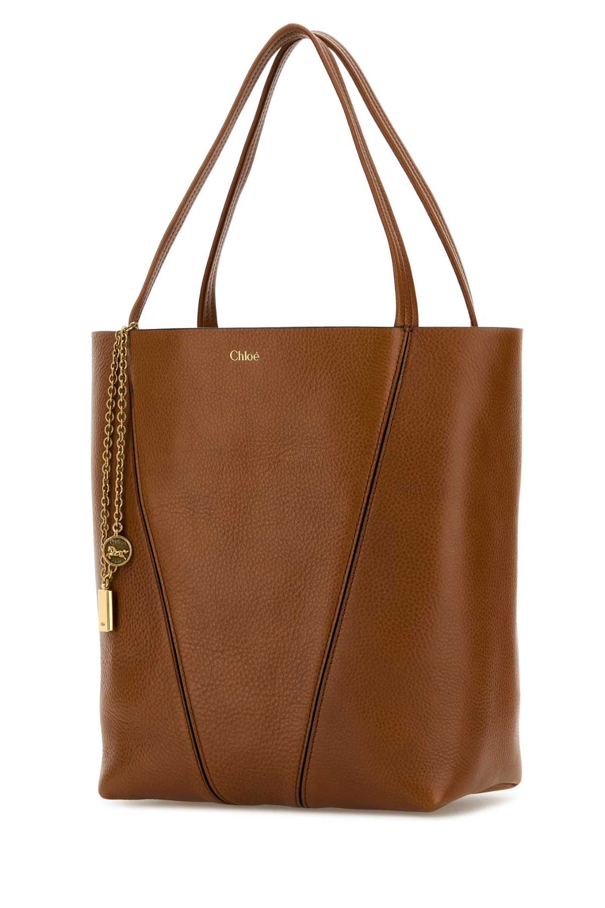 Chloé Caramel Leather Spin Shopping Bag In Claybrown
