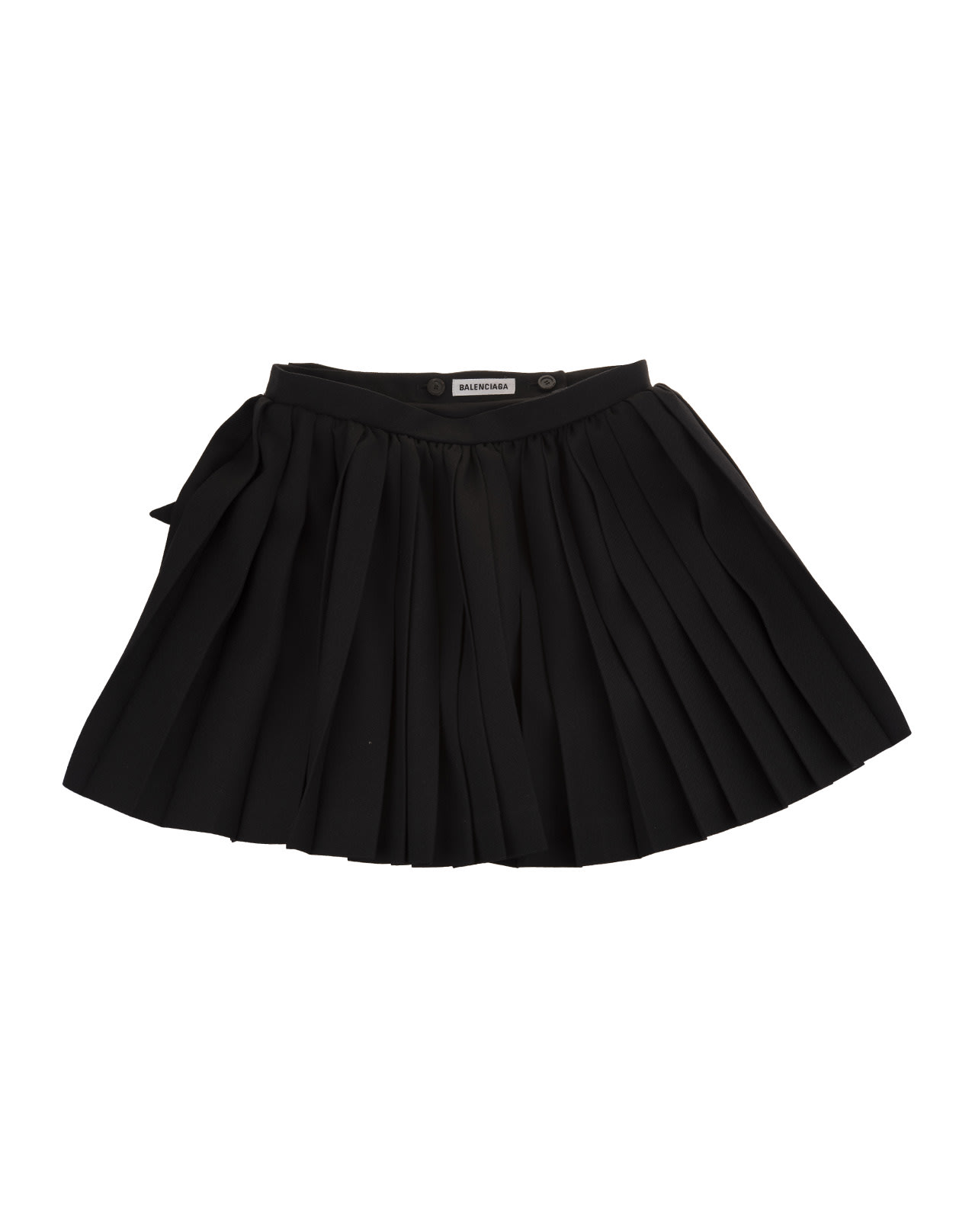 Balenciaga Black Wool Pleated Mini Skirt