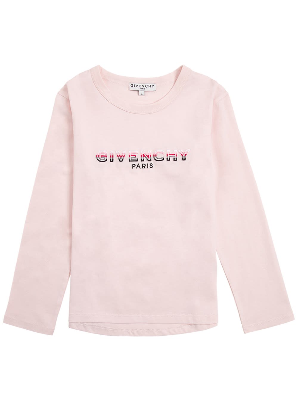 Givenchy Long-sleeved T-shirt In Pink Cotton With Logo Print