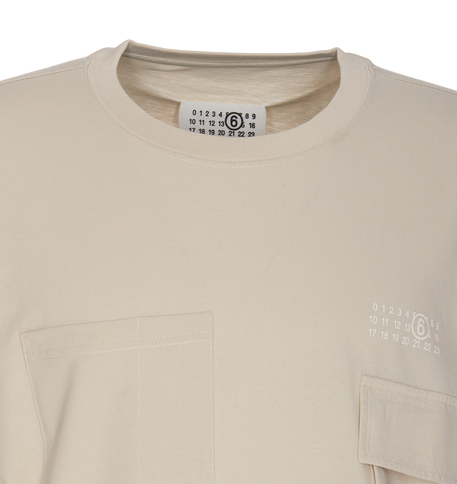 Shop Mm6 Maison Margiela Logo T-shirt In Beige