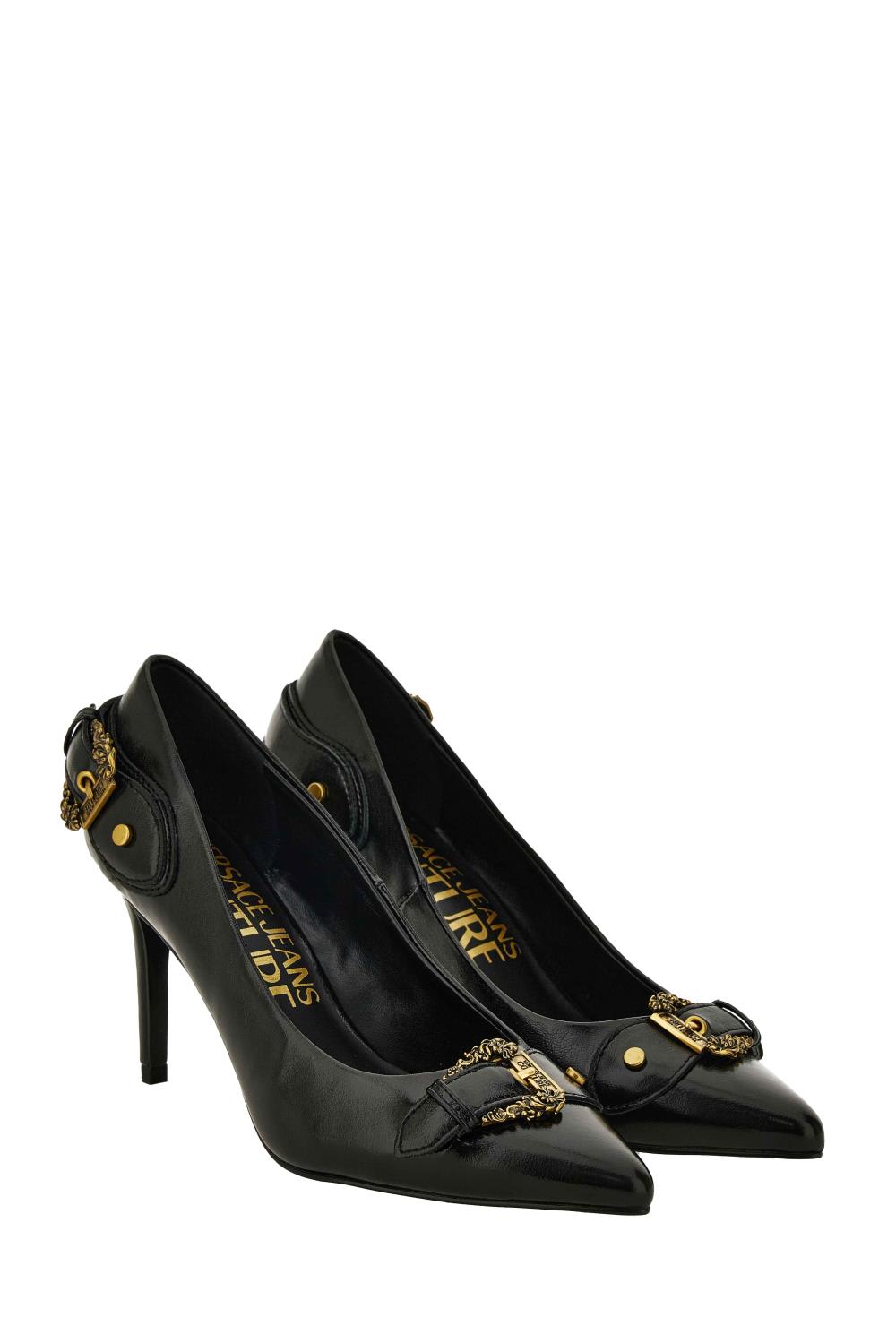 Versace Jeans Couture Scarlett Buckle-detail Pointed-toe Pumps In Black