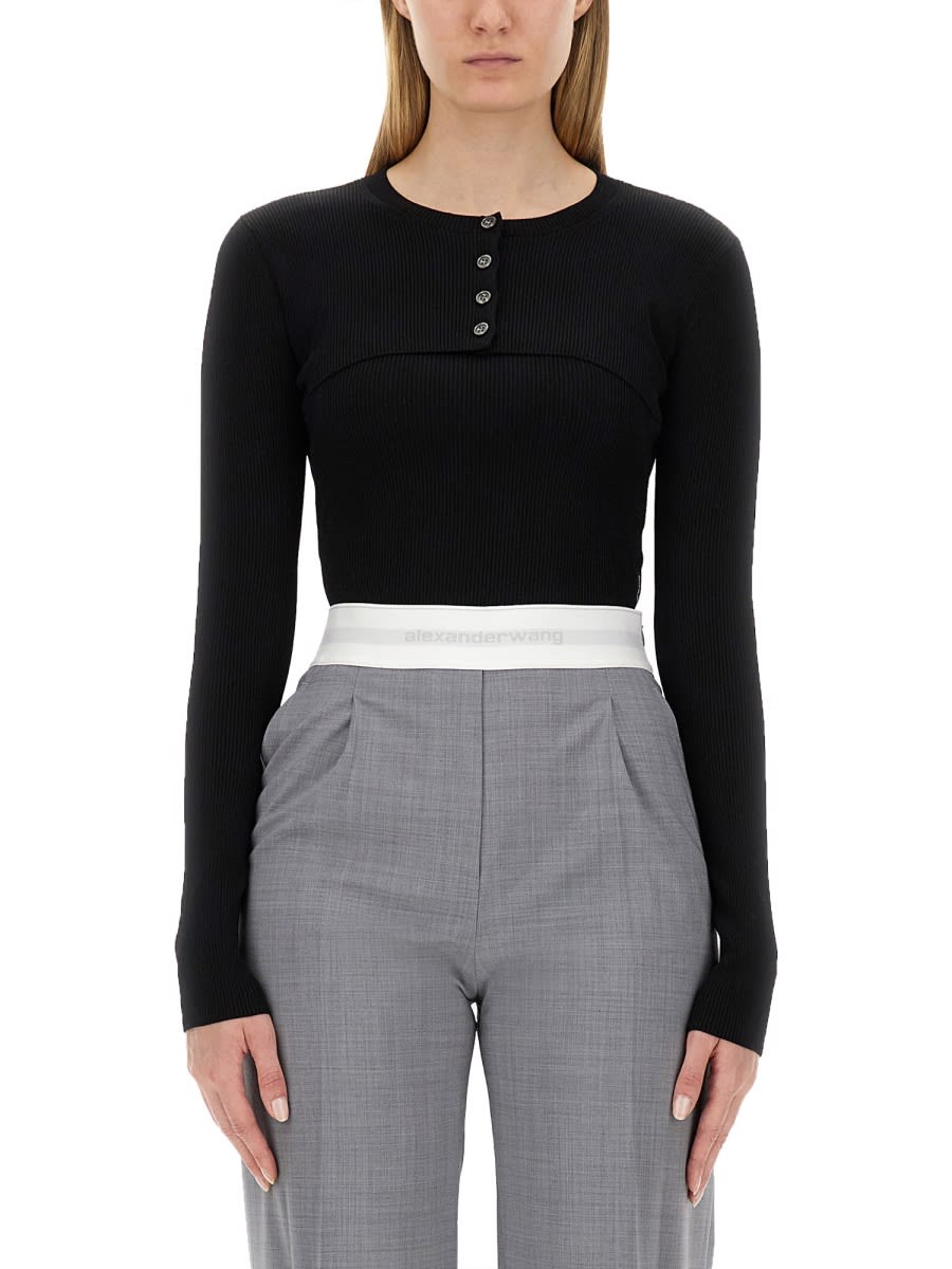 Shop Alexander Wang Cropped Sweater In Black