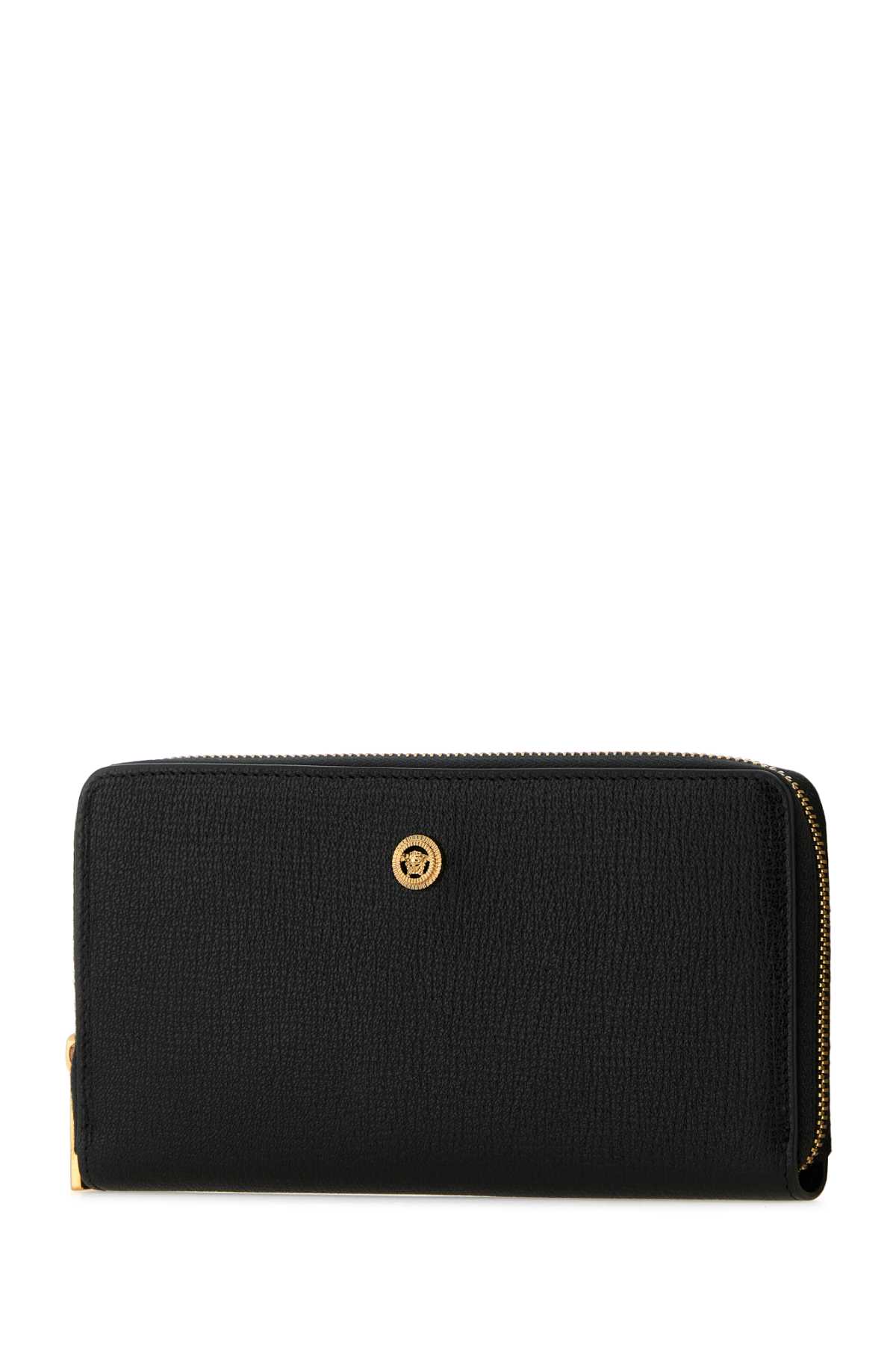 Versace Men Black Leather Medusa Biggie Wallet In Blackgold