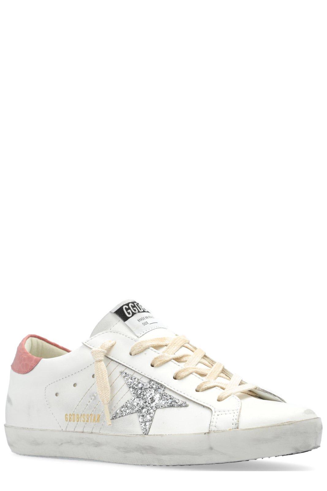 Shop Golden Goose Star Glittered Low-top Sneakers In Bianco