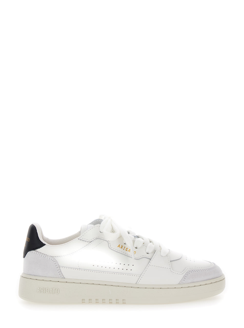 Shop Axel Arigato Dice Lo White Sneakers With Logo Detail And Black Heel Tab In Suede And Leather Woman