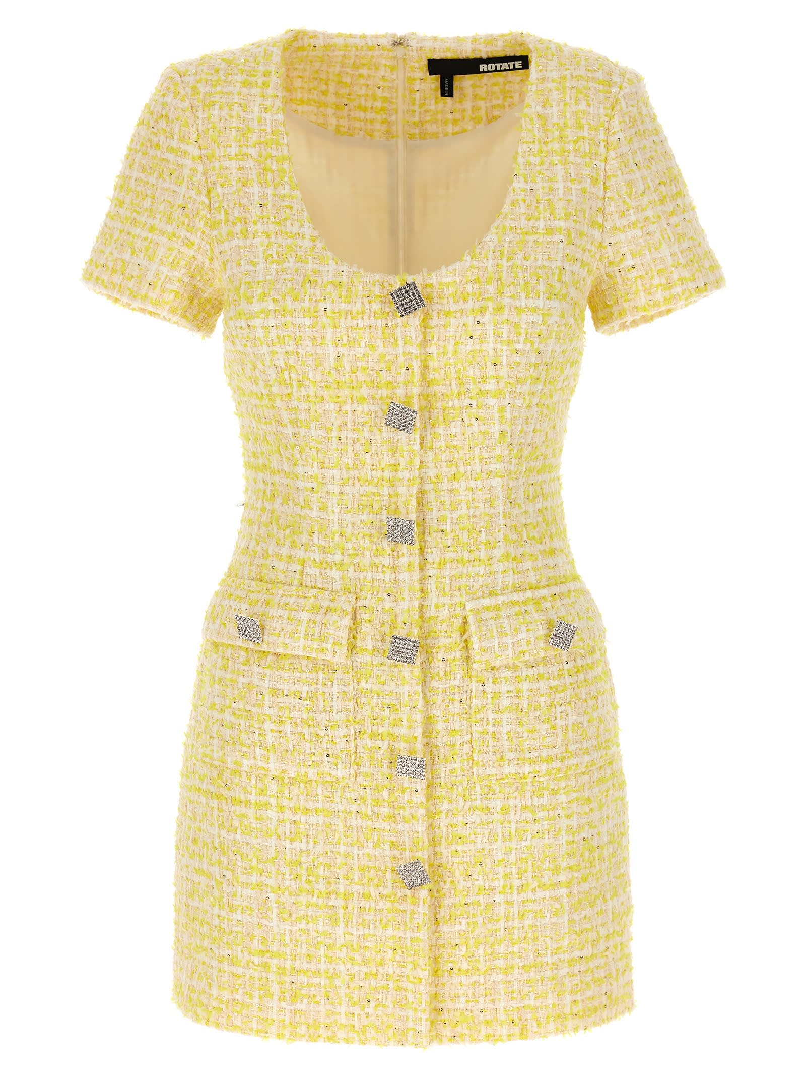 Shop Rotate Birger Christensen Boucle Dress In Yellow