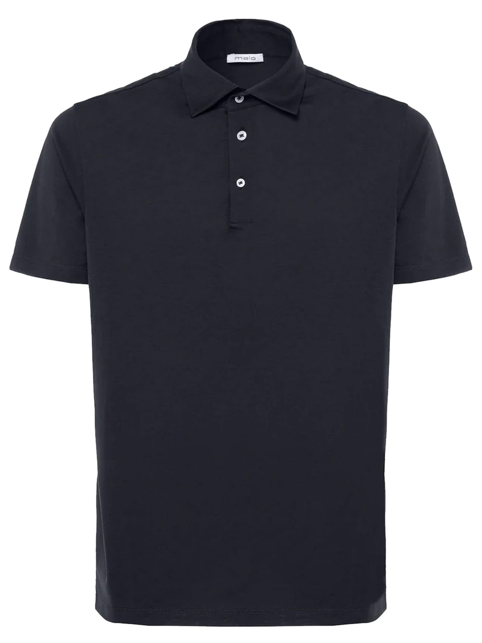 Shop Malo Blue Stretch-cotton Polo Shirt
