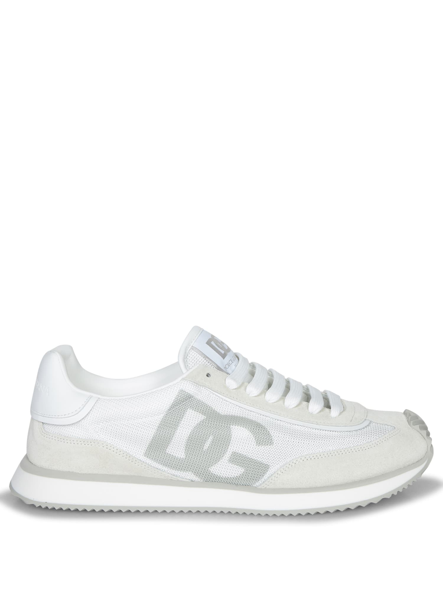 Dolce & Gabbana Portofino Calfskin Sneakers Dg Logo In White