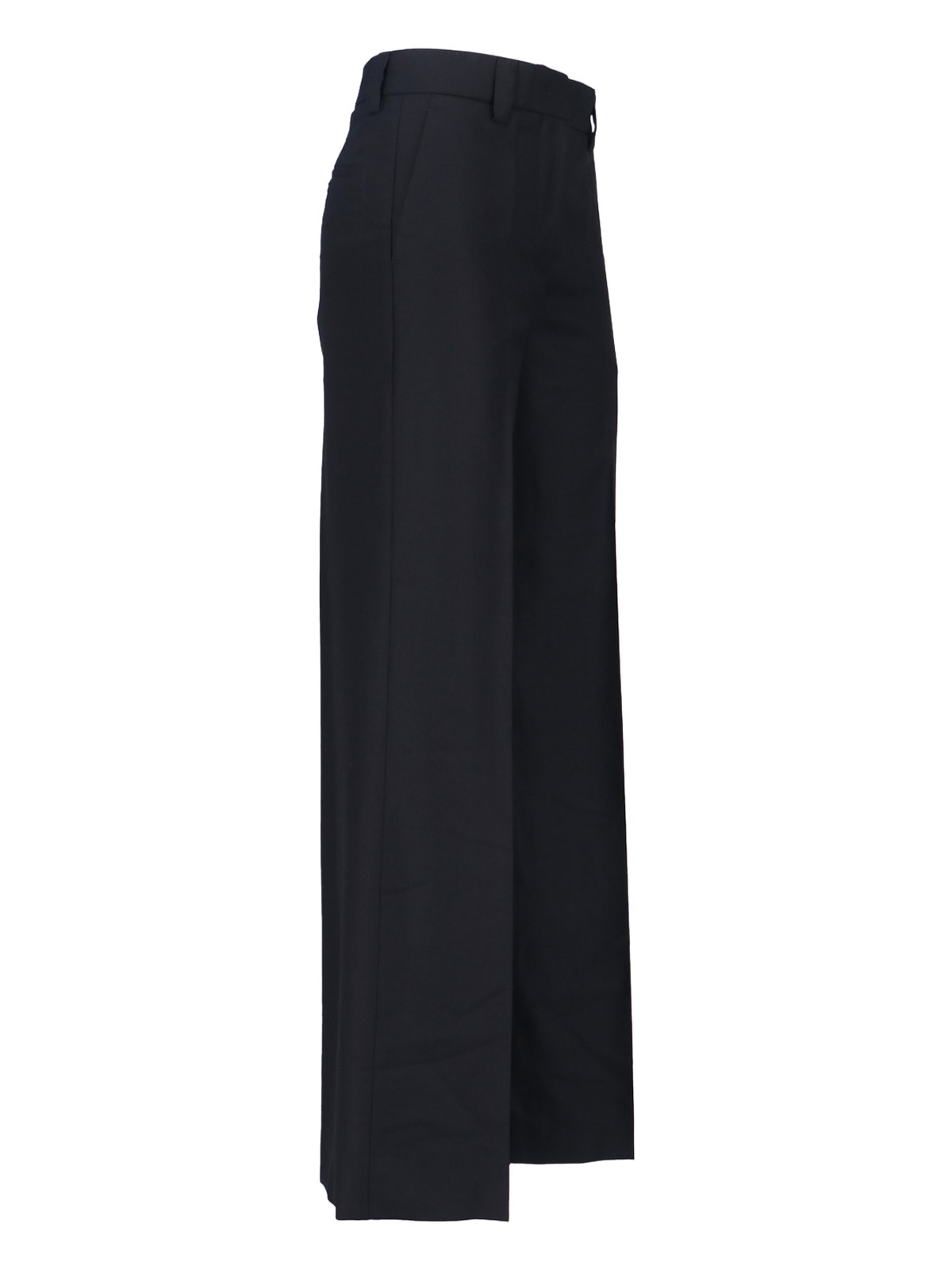 Incotex Wide Leg Trousers Button Detail In Black