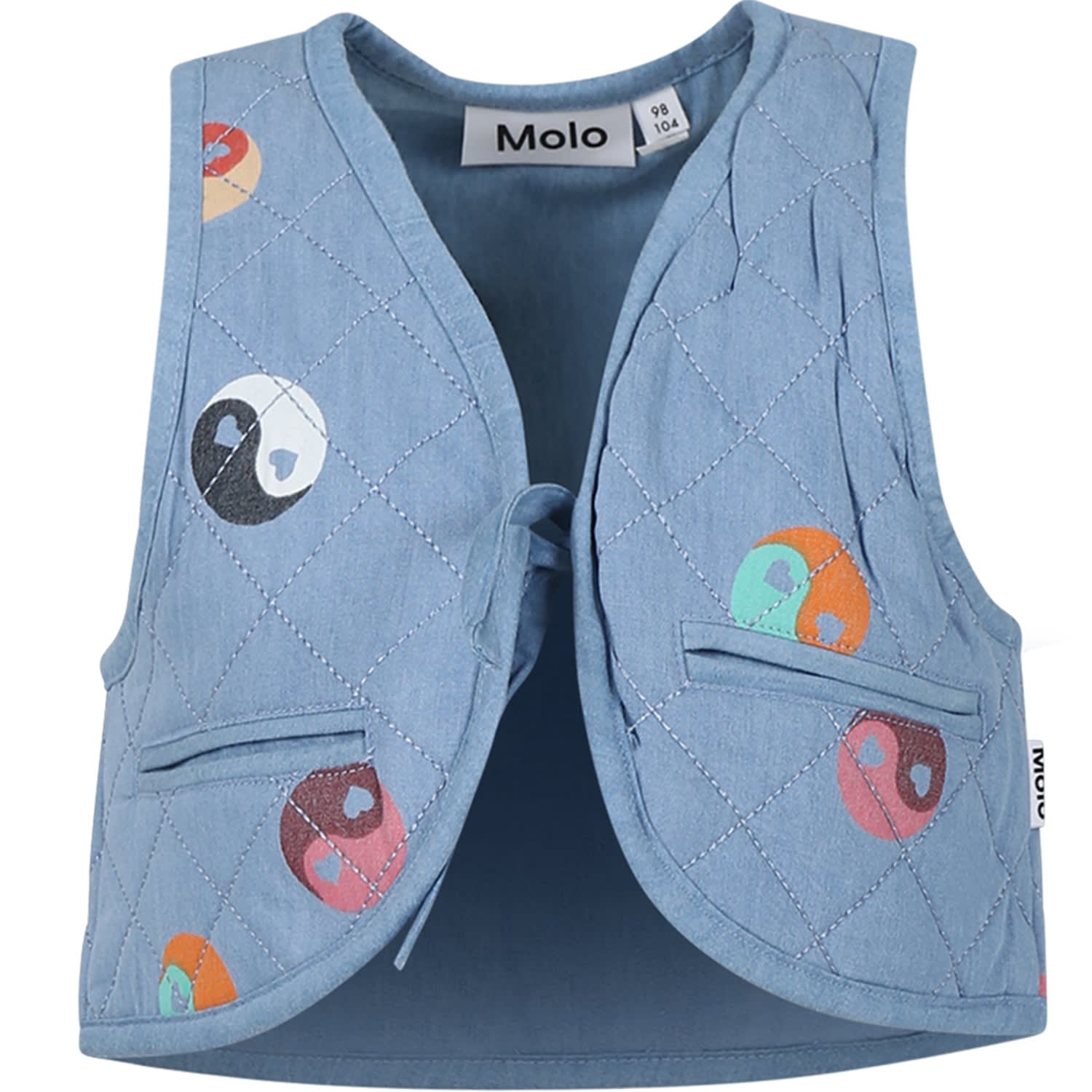Molo Kids' Light Bleu For Girl With Yin And Yang In Denim