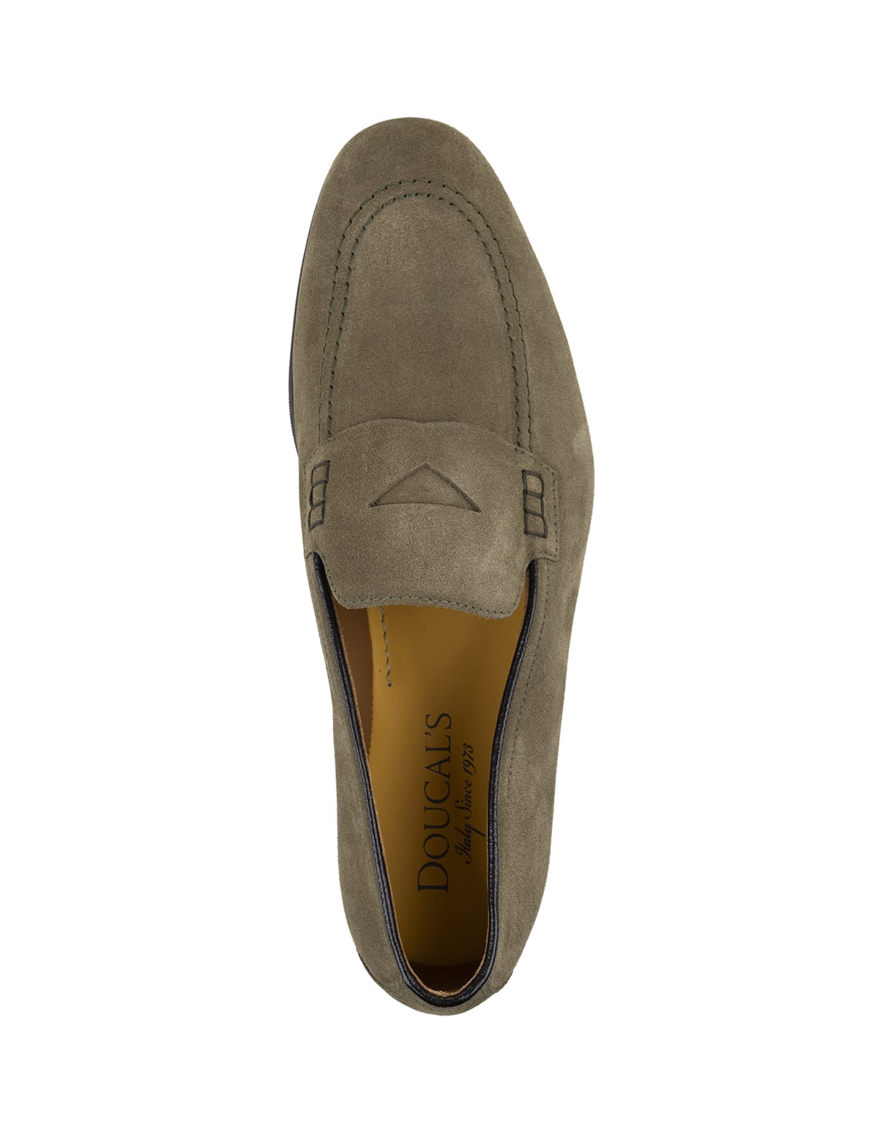Shop Doucal's Green Suede Penny Loafers
