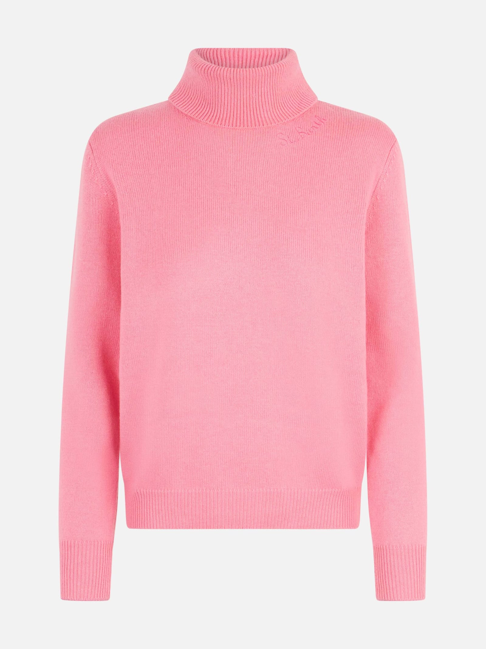 Mc2 Saint Barth Woman Knitted Pink Turtleneck Sweater In Pink