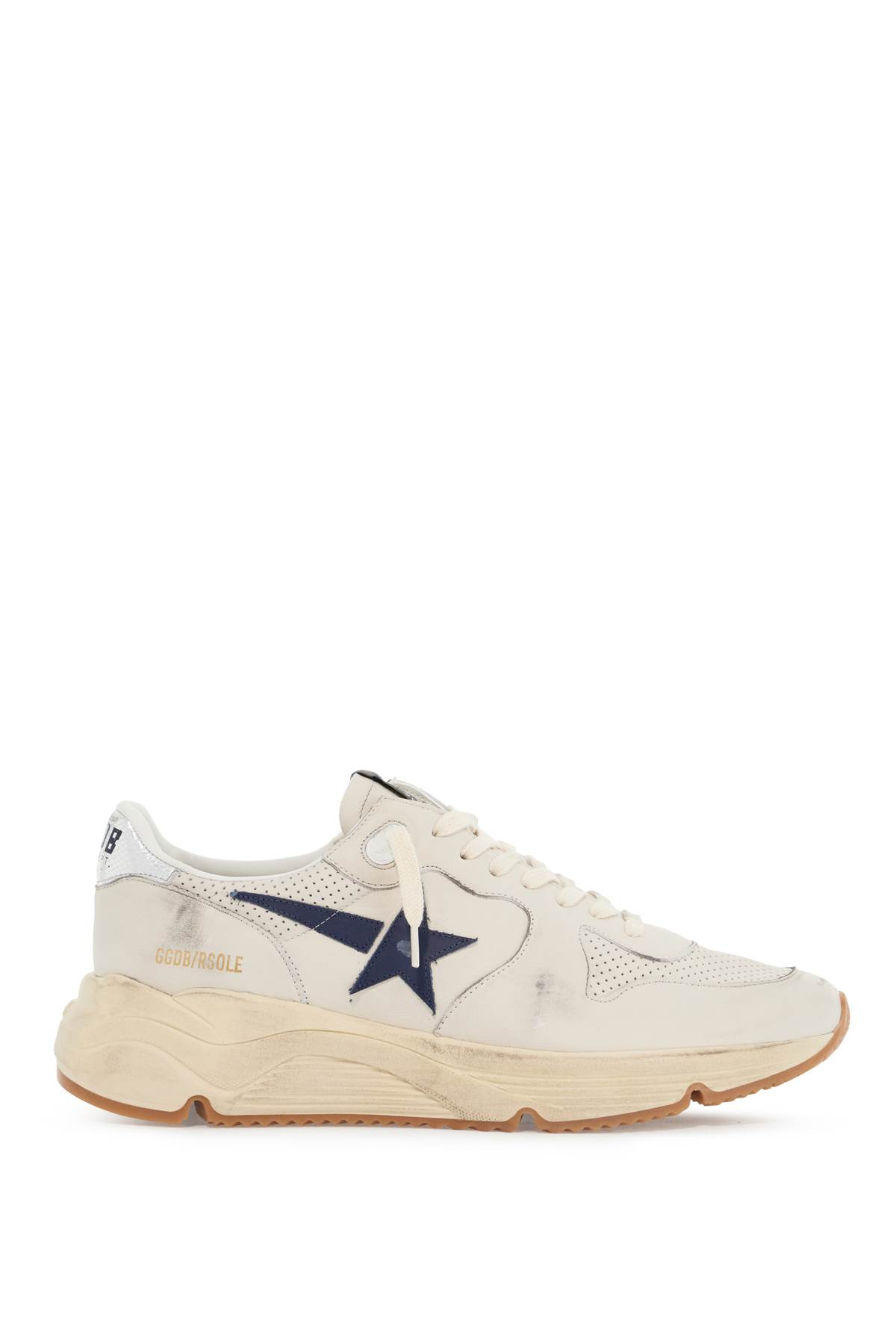 Shop Golden Goose Leather Sole Running Sneakers With In White/blue/silver