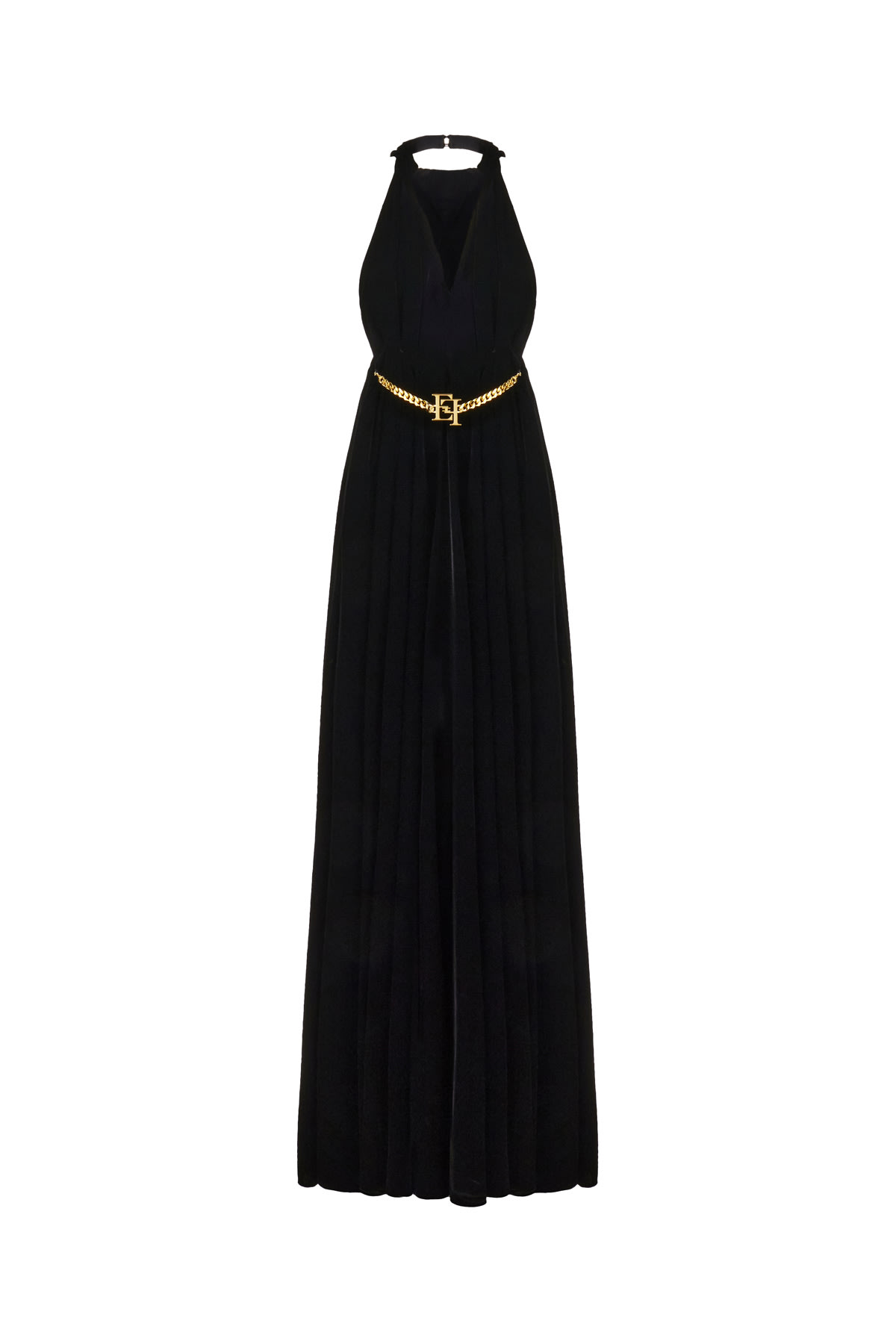 Elisabetta Franchi Velvet Dress With Deep V Neckline And Hood In 110