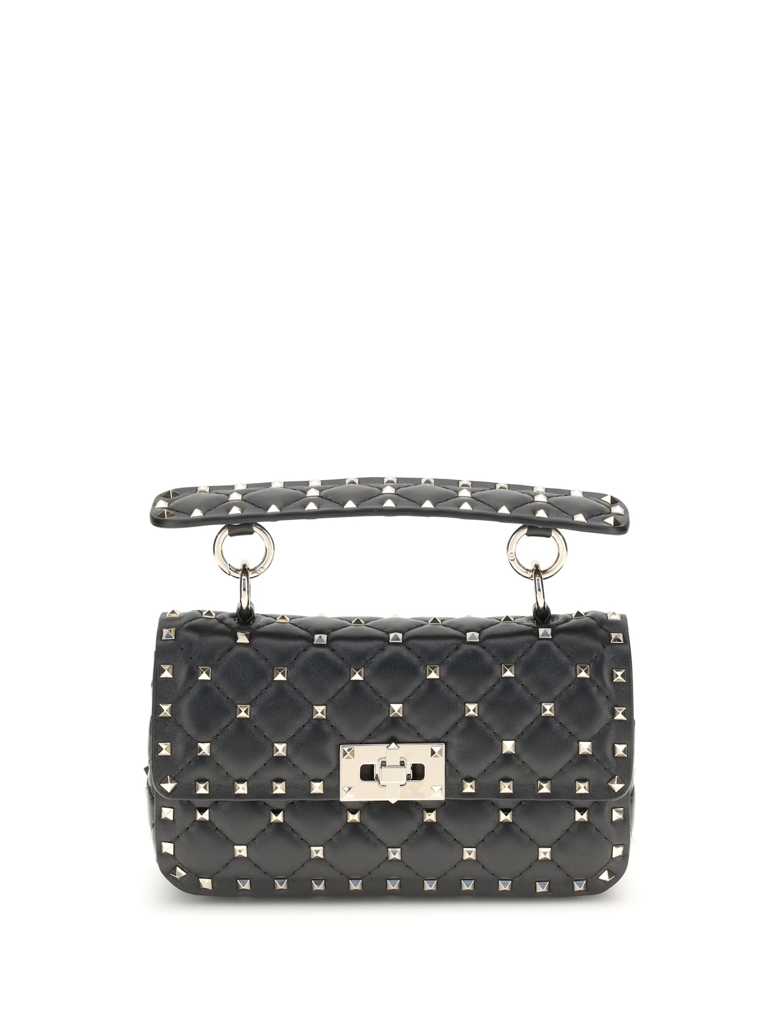 Valentino Small Leather Rockstud Spike Handbag In Black