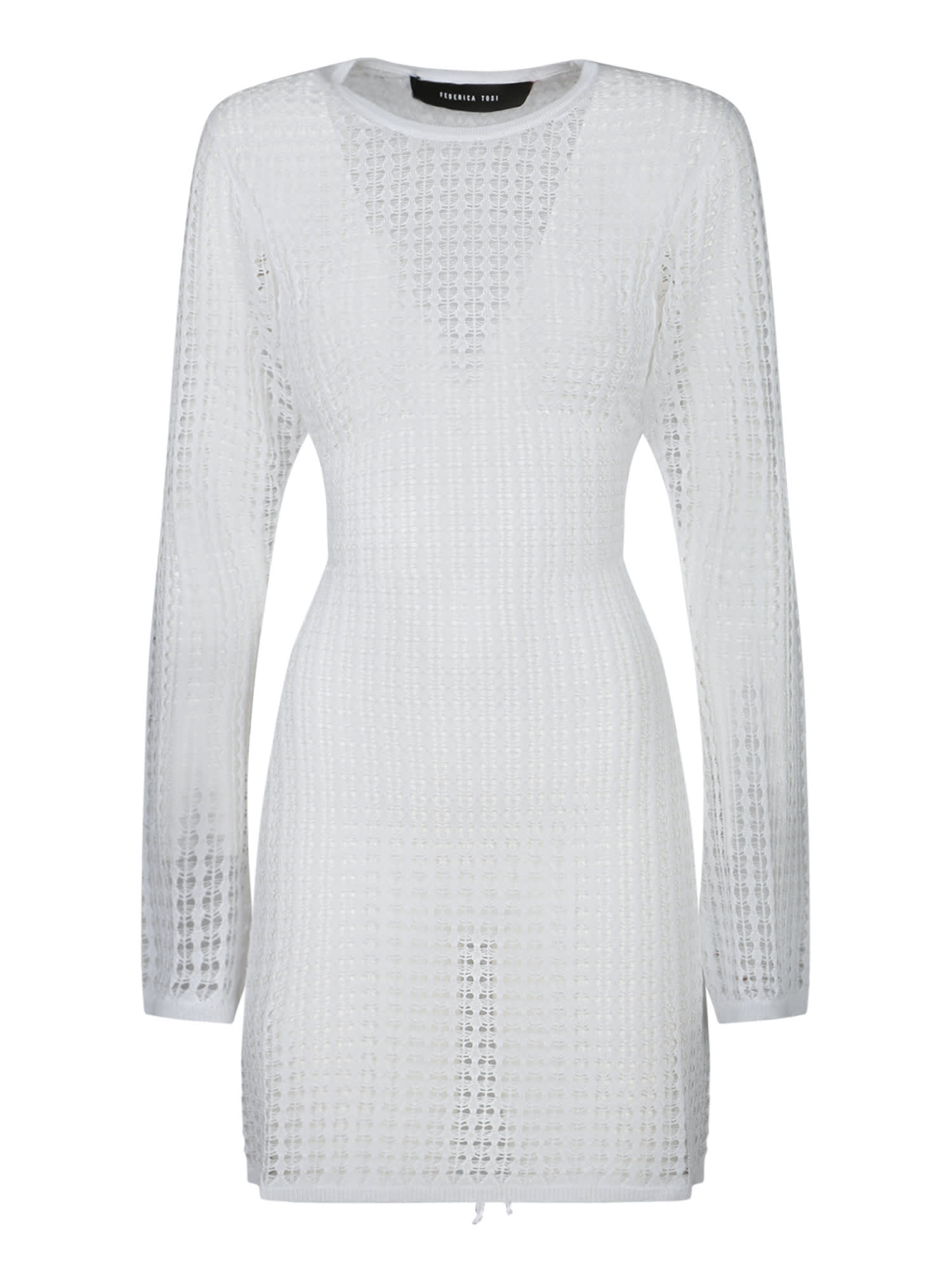 Shop Federica Tosi White Mesh Mini Dress