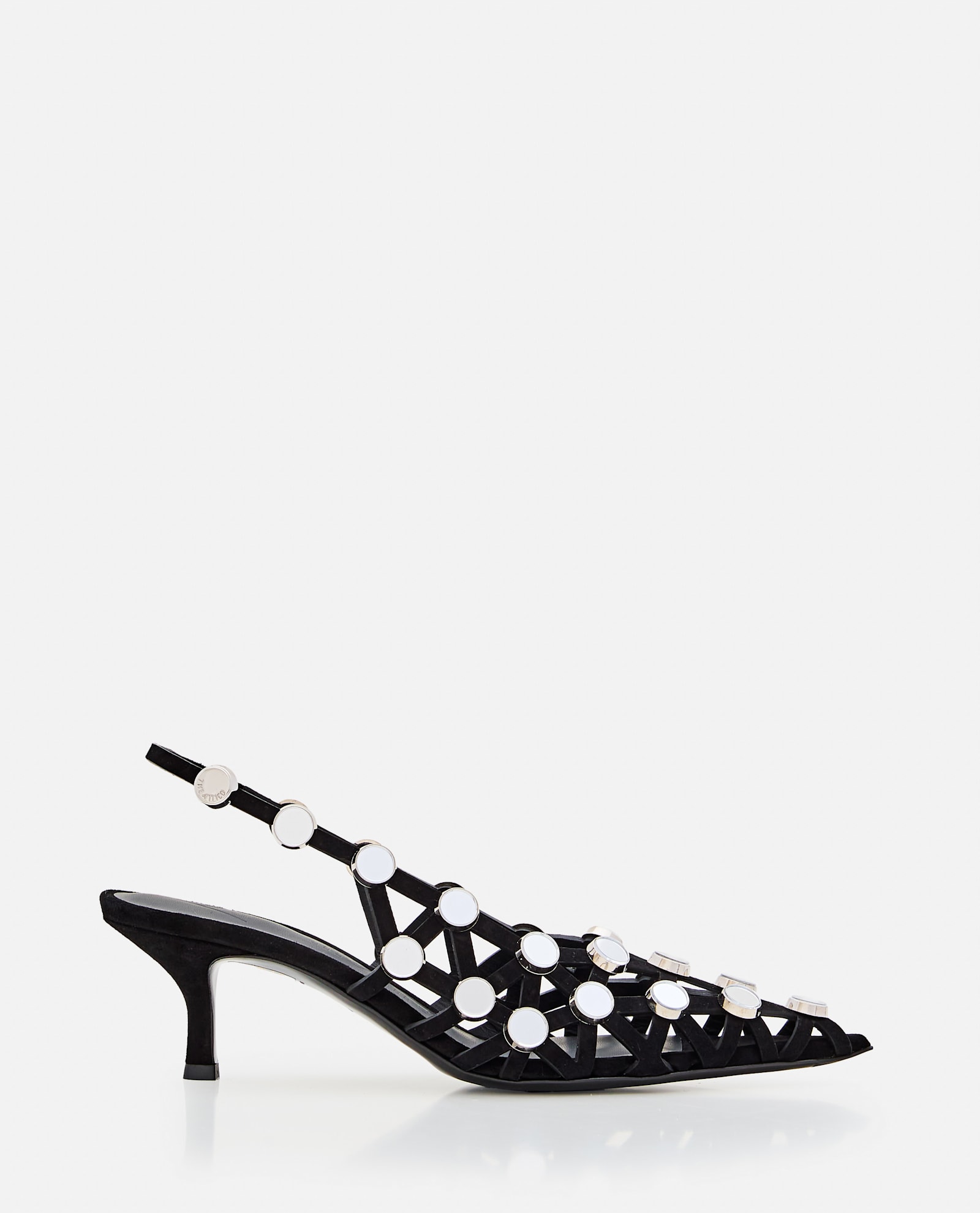 Attico Grid Slingback Embellished Kitten Heel Pumps In Black