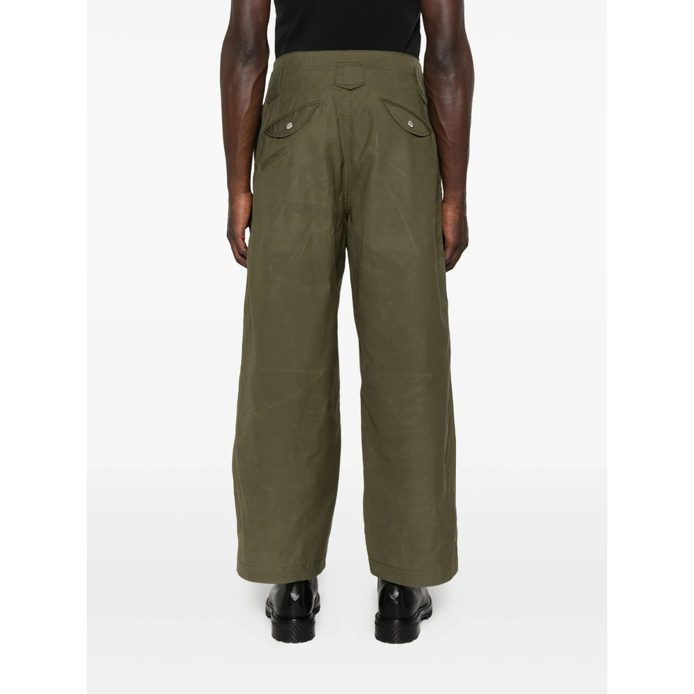 Kenzo Cotton Trousers With Quilted Pattern And Pockets In Green