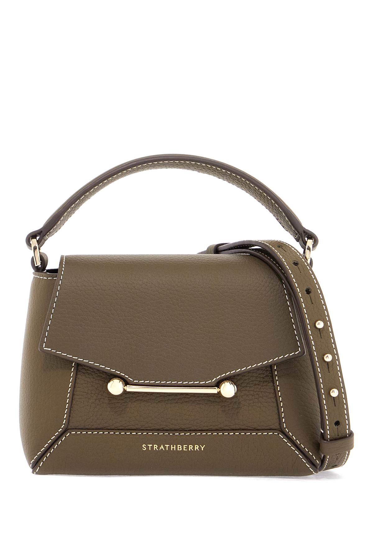 Khaki Calfskin Mosaic Nano Bag With Adjustable Strap