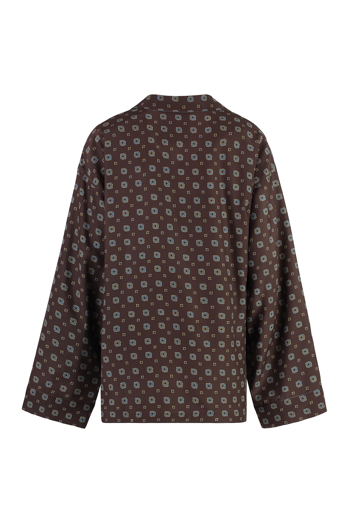 Shop Moschino Printed Silk Shirt In Brown