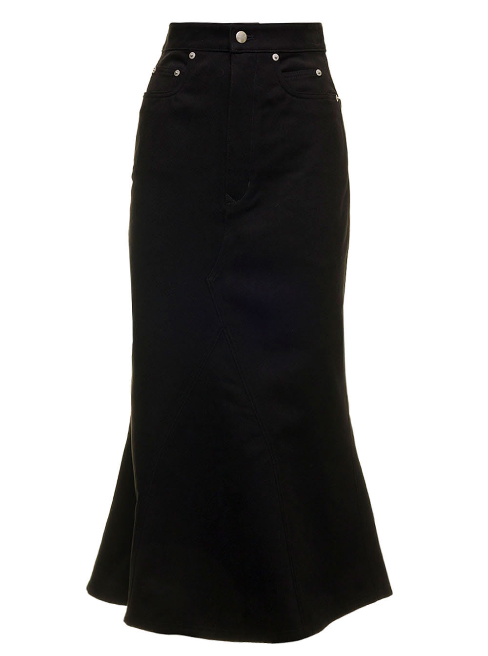 Rick Owens Womans A-line Black Denim Long Skirt