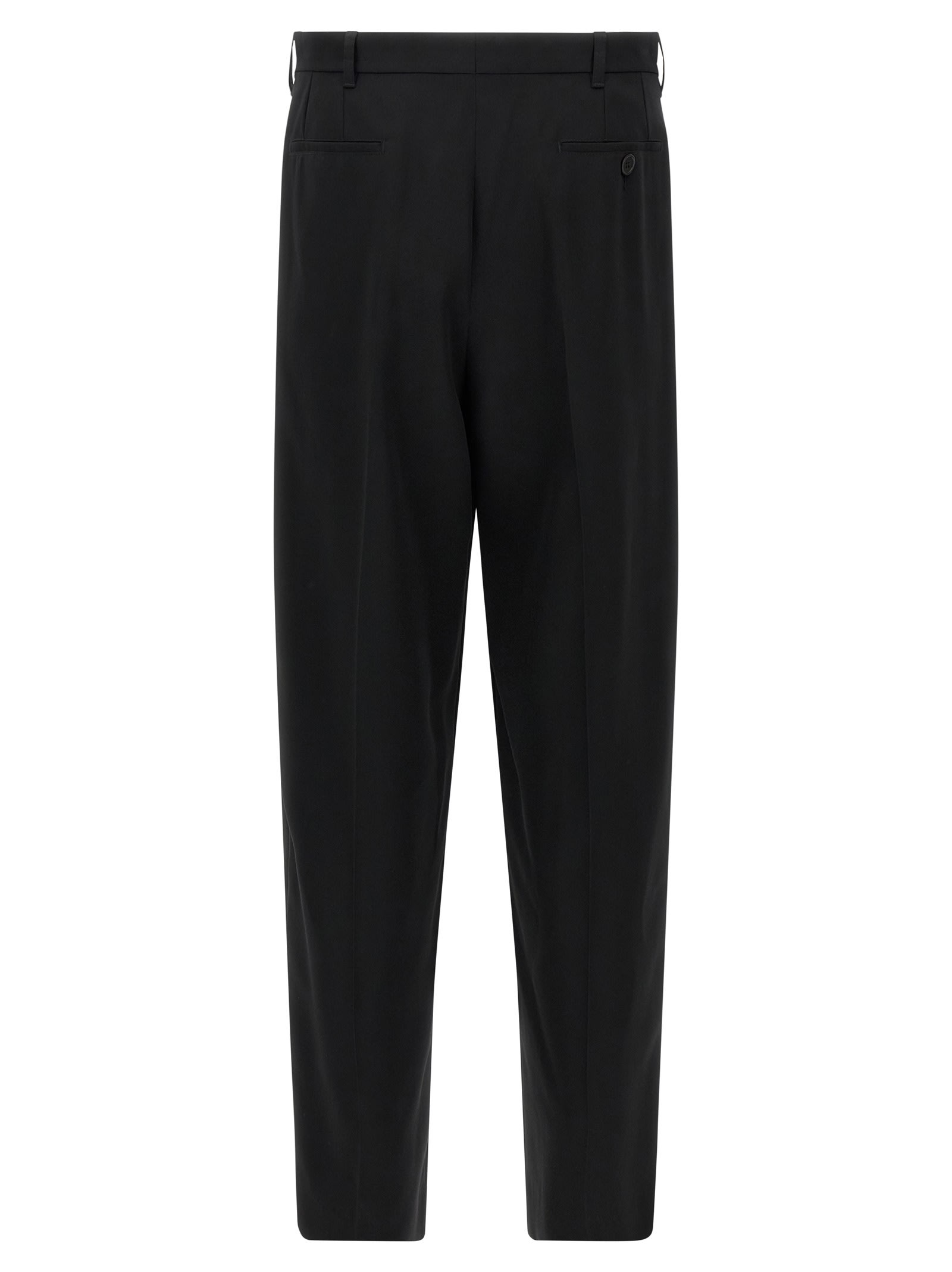 Marni Wool Trousers With Pleated Front And Side Stripe In Black