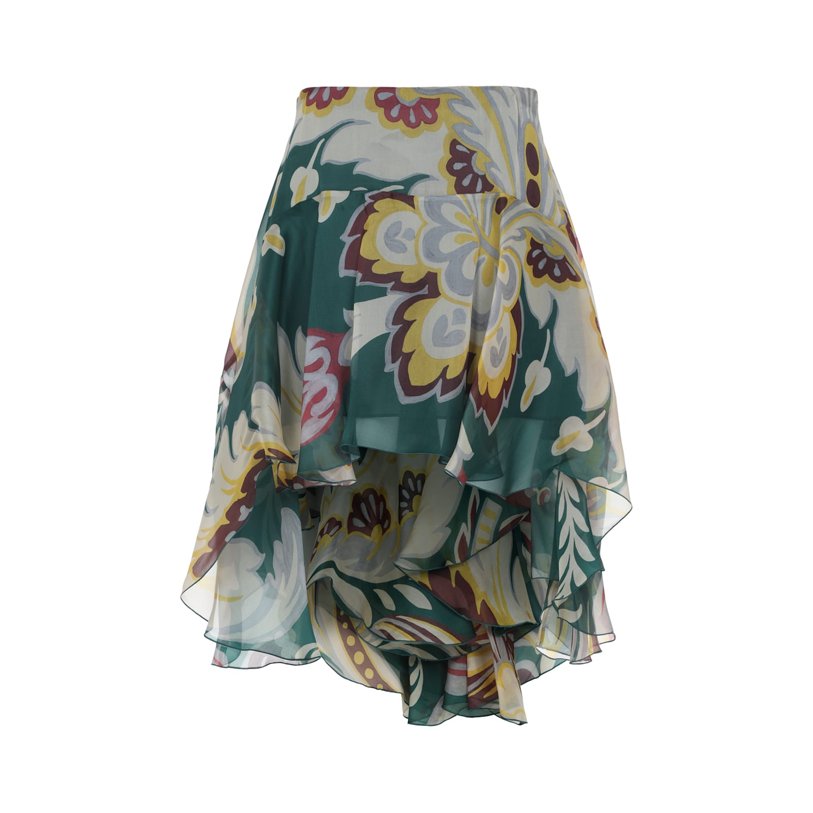 Etro Floral Layered Asymmetric Hem Skirt In Multi