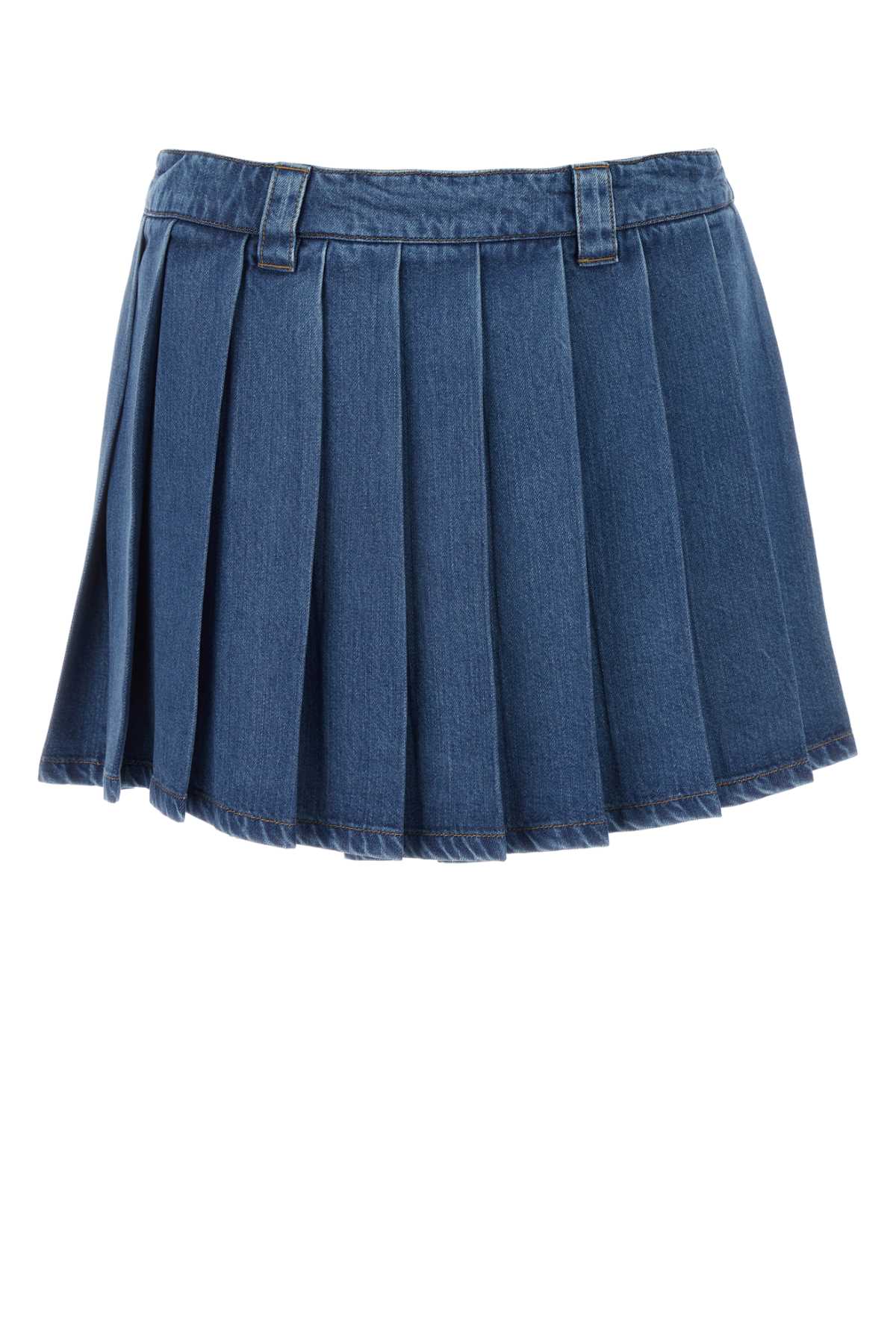 Shop Miu Miu Denim Skirt In Bleu