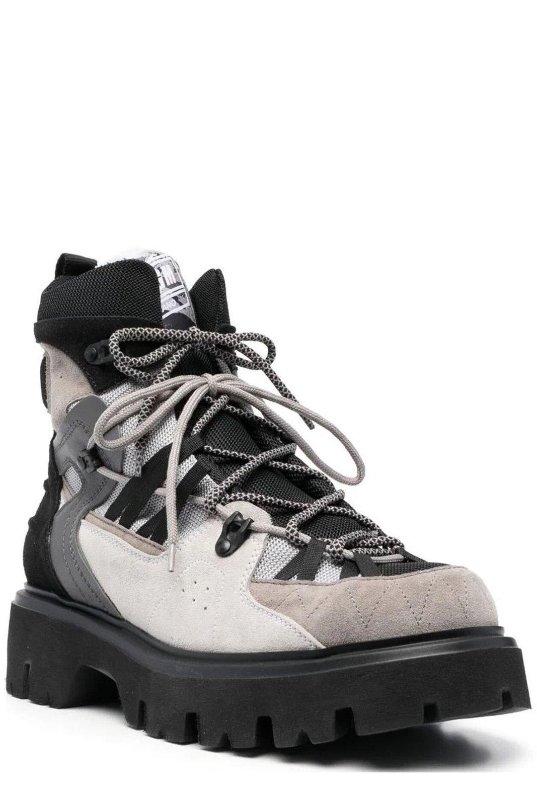 Shop Msgm High Top Lace-up Boots In Nero
