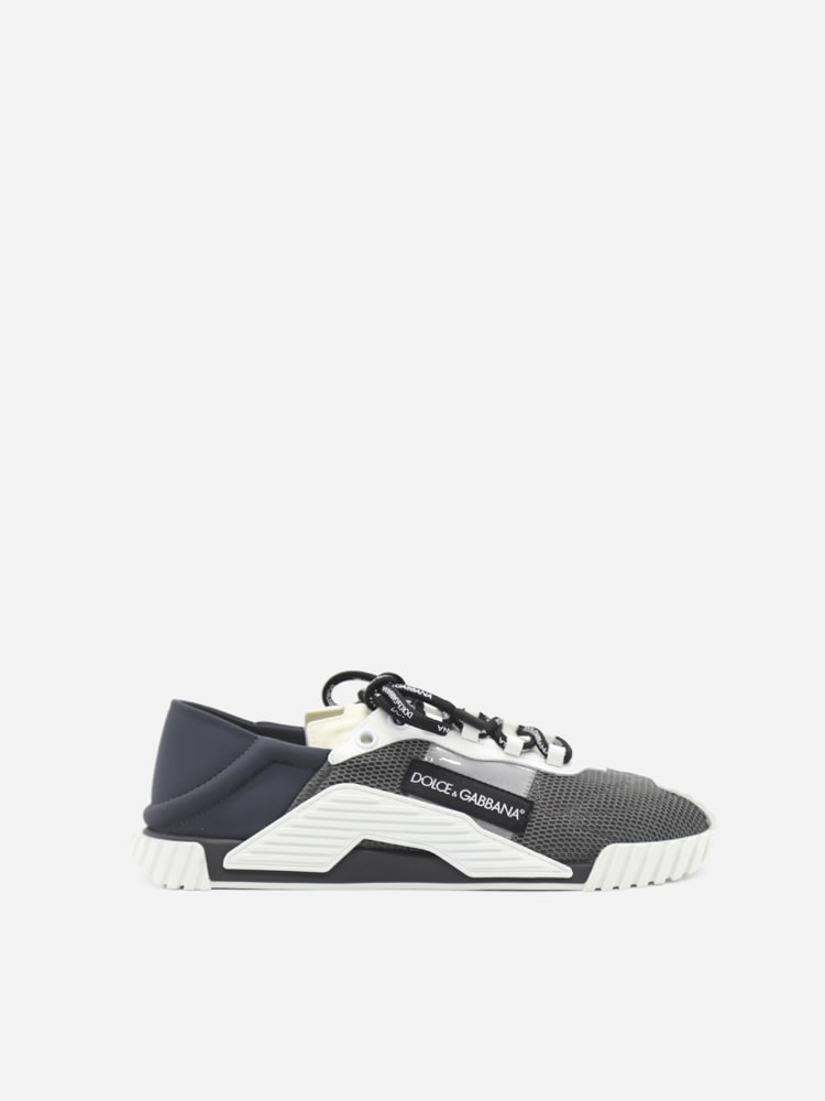 Dolce & Gabbana Ns1 Sneakers In Rubberized Leather With Mesh Inserts