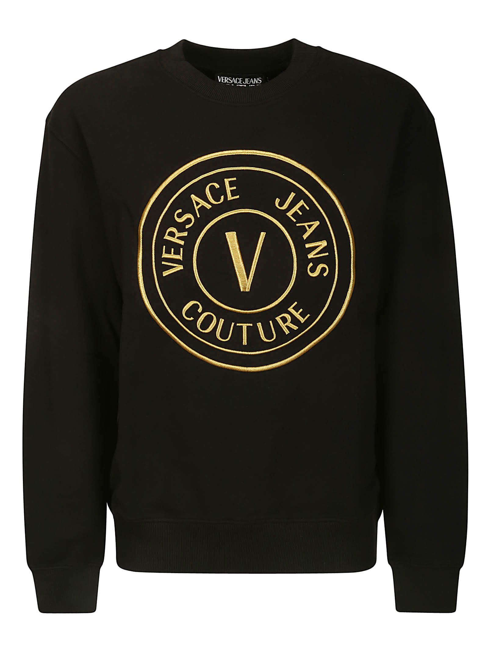 Shop Versace Jeans Couture 76up306 R Vembl.gold 3demb Sweatshirts In Black/gold
