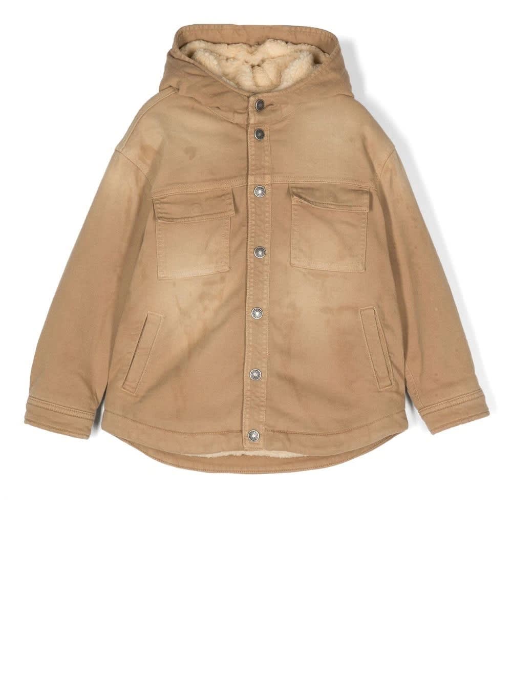 Dondup Beige Parka With Faux Shearling